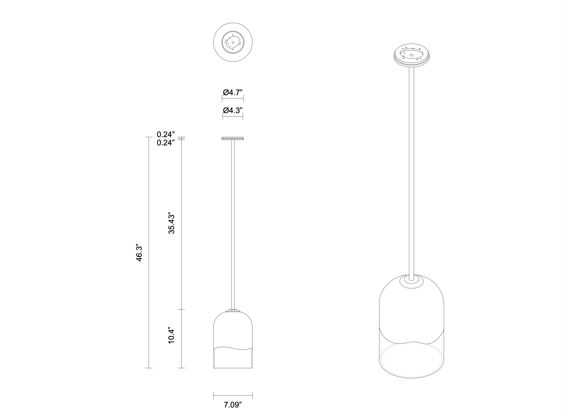 ARTICOLO MONI LARGE PENDANT H10.4" x Ø7" - Image 3