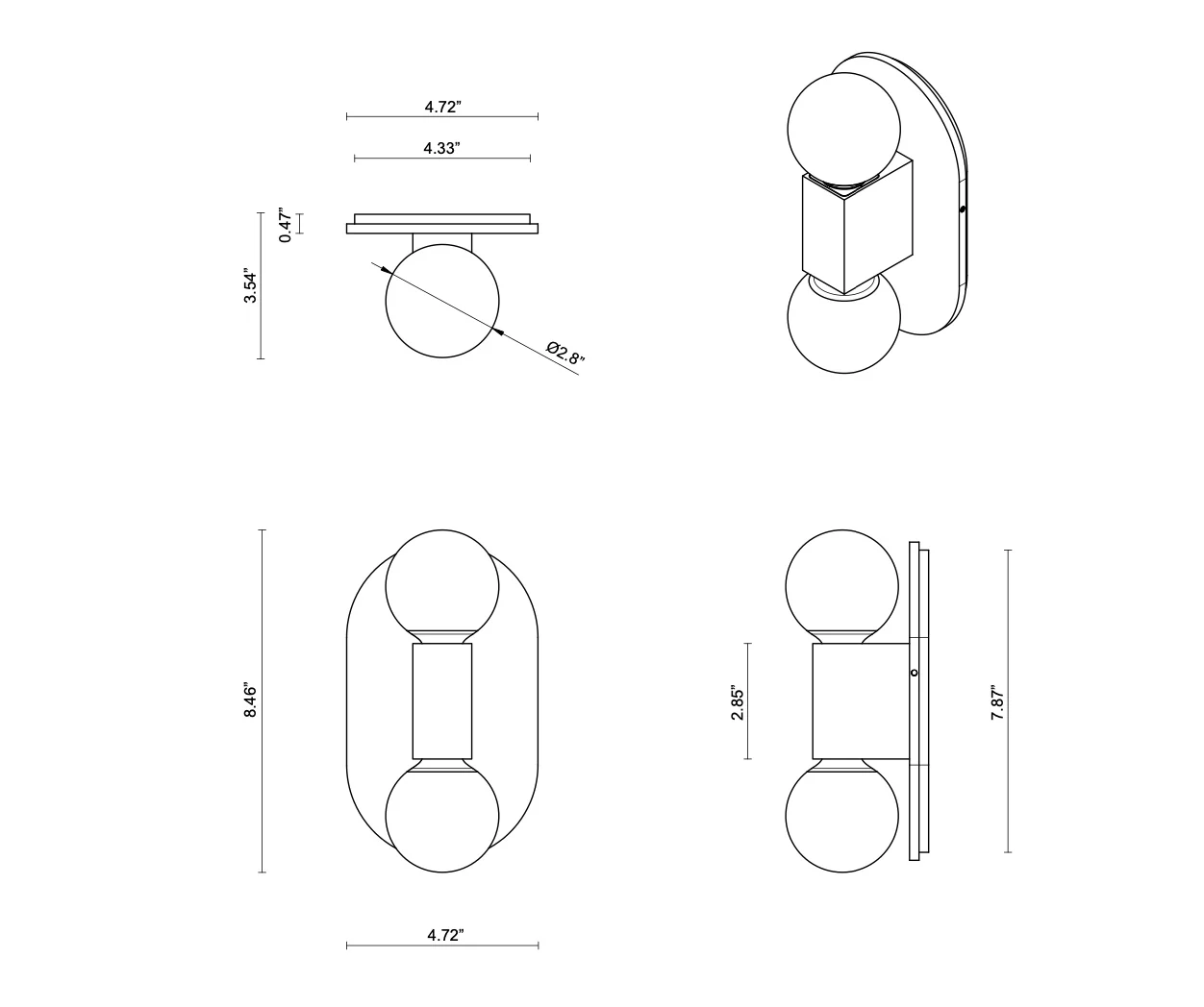 ARTICOLO ORO DOUBLE WALL SCONCE H8.46" - Image 3