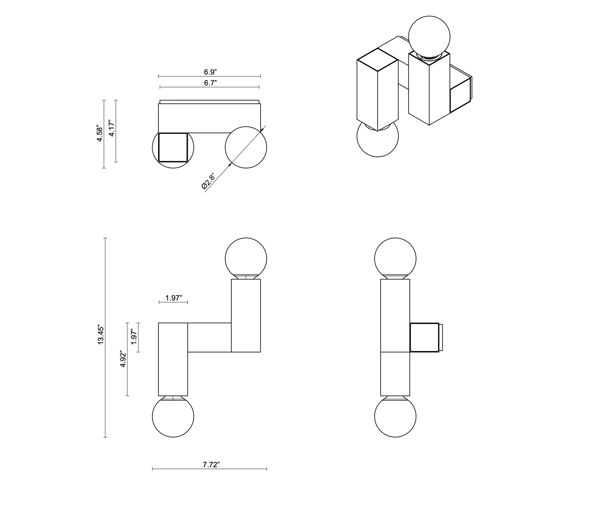 ARTICOLO ORO LINK WALL SCONCE H13.45" x D4.58" x W7.72" - Image 3