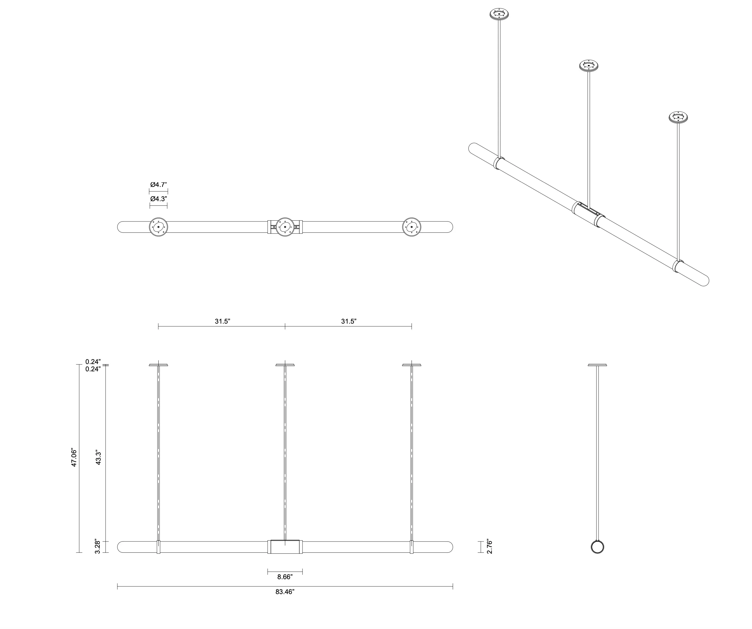 ARTICOLO SCANDAL EXTRA LONG PENDANT L83.46" x Ø3.26" - Image 5