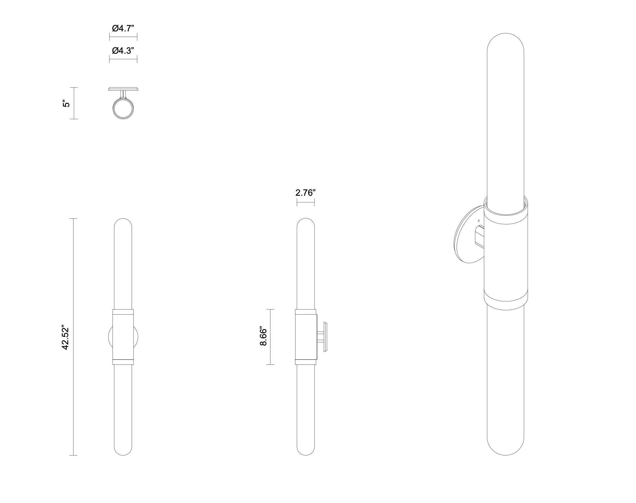ARTICOLO SCANDAL TALL SCONCE H42.5" x Ø2.76" - Image 10