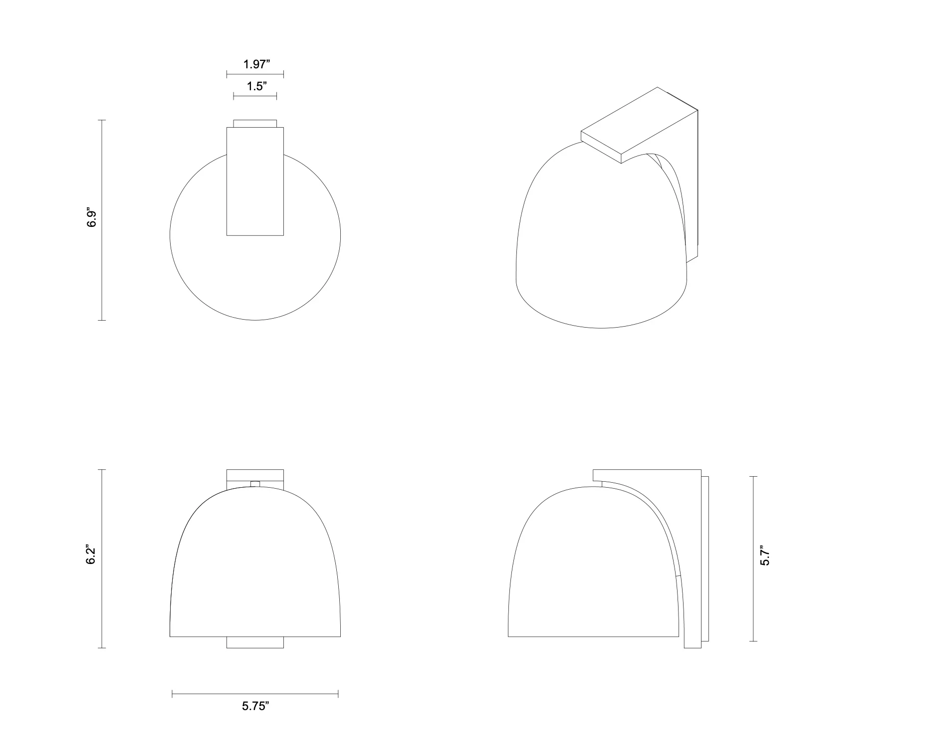 ARTICOLO TUBI WALL SCONCE H6.2" x W5.75" x D6.9" - Image 12