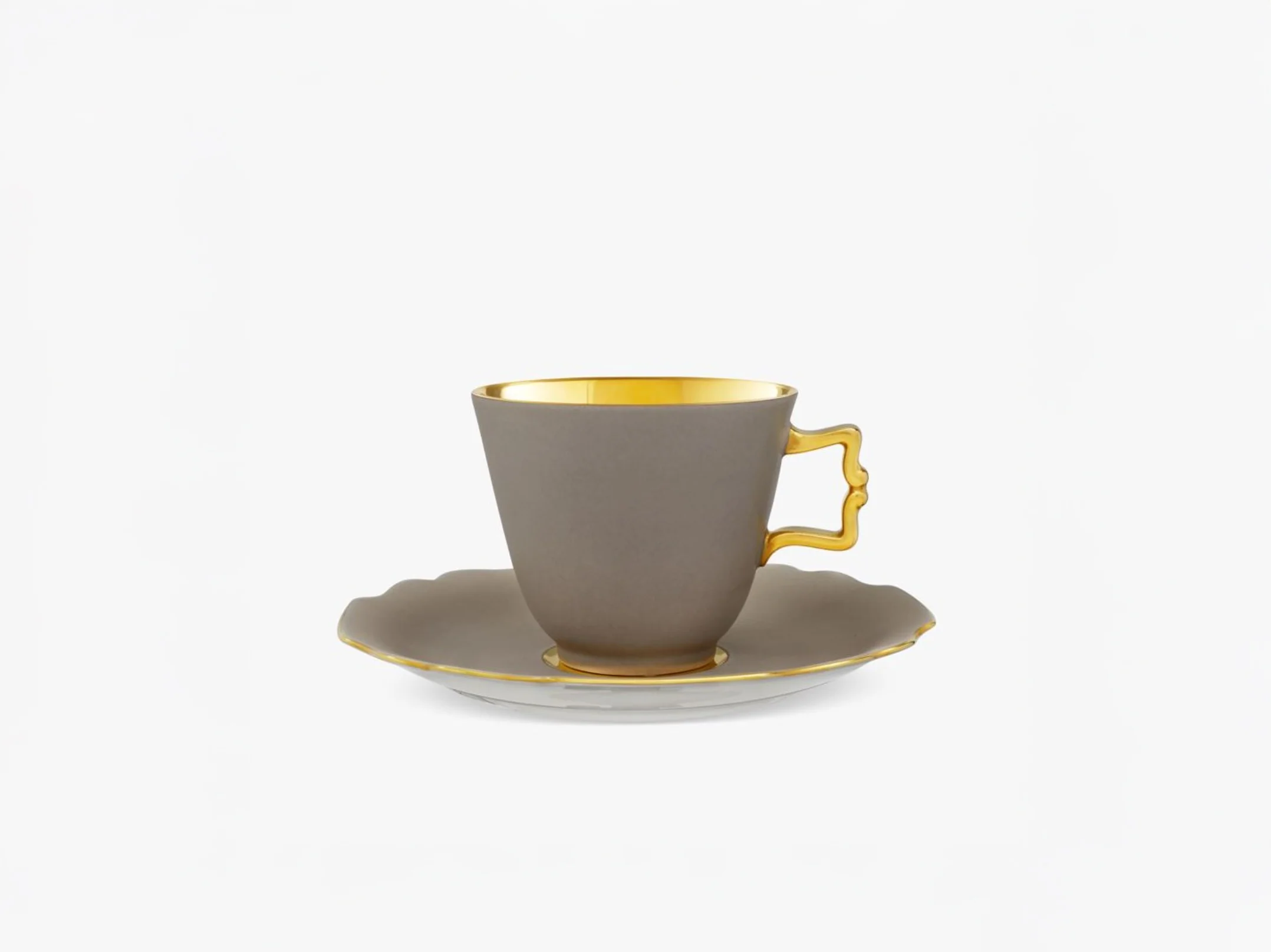 AUGARTEN BELVEDERE GOLD RIM COFFEE CUP + SAUCER