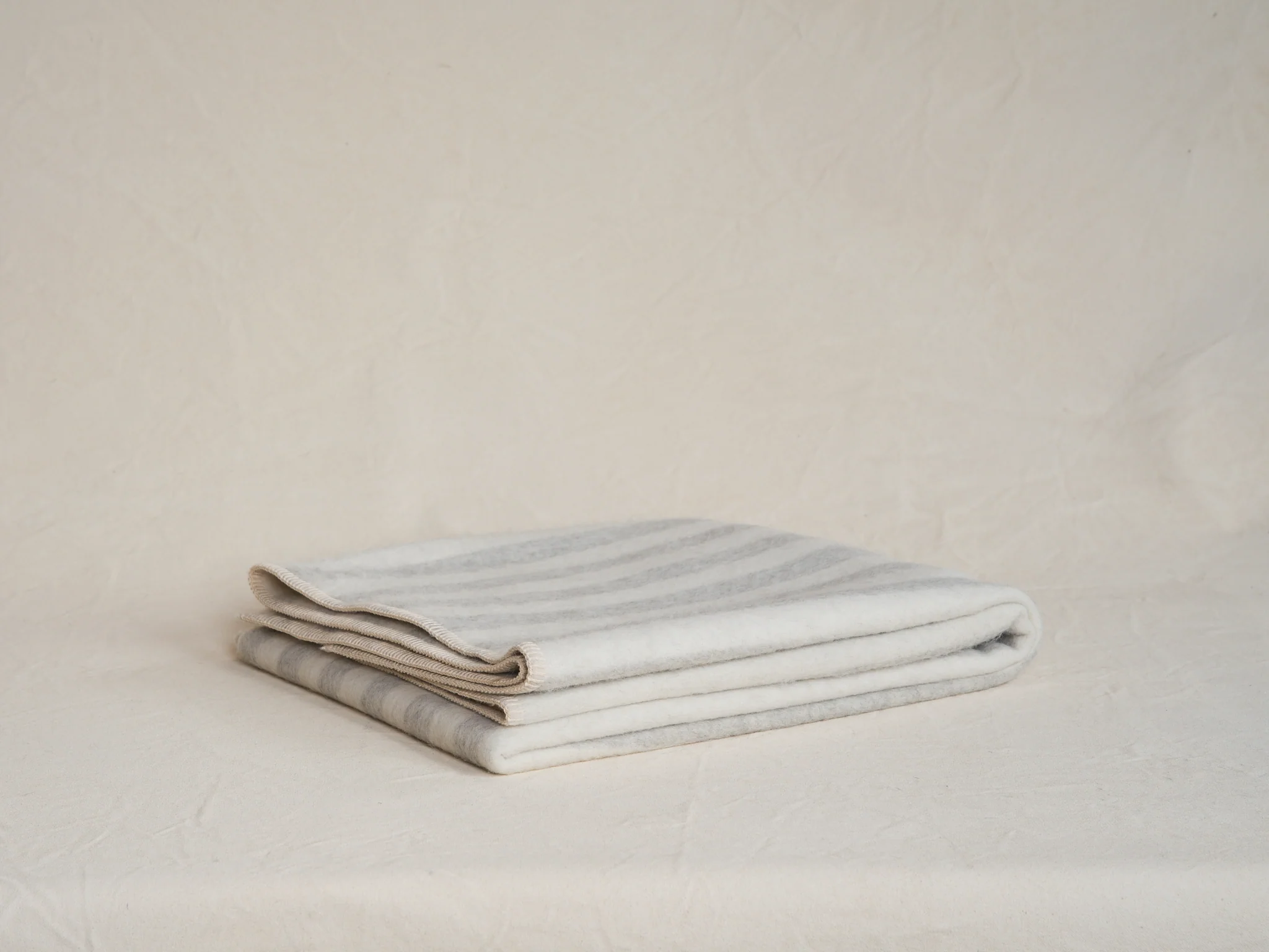 BLACKSAW STILLS HEIRLOOM ZERO DYE LIGHT HEATHER & IVORY STRIPE THROW 59" x 79"