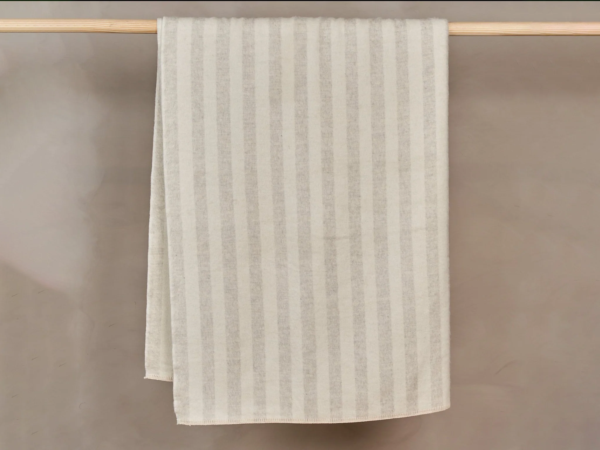 BLACKSAW STILLS HEIRLOOM ZERO DYE SHOJI & IVORY STRIPE THROW 59" x 79"