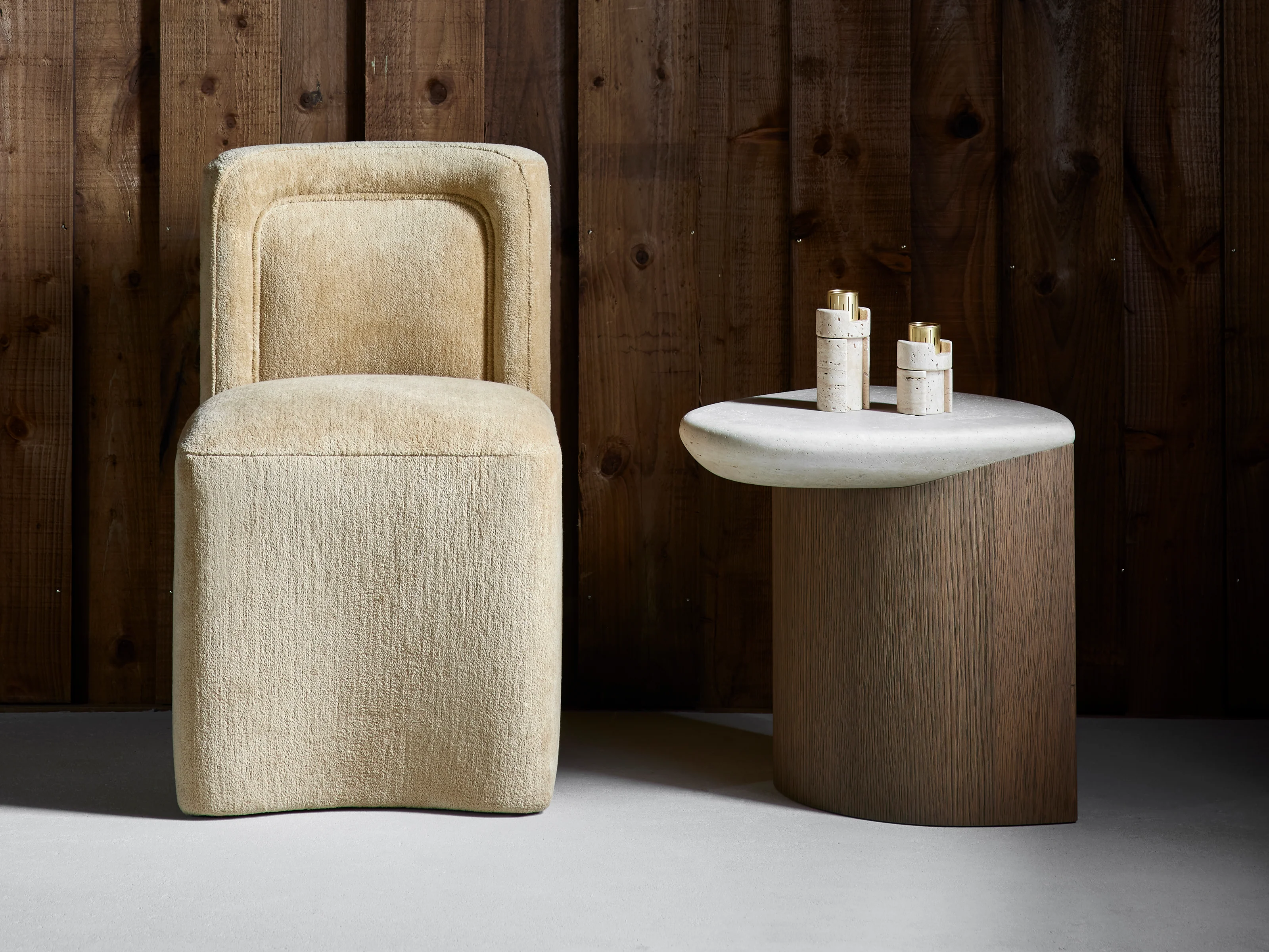 COLLECTION PARTICULIÈRE LADY R SIDE TABLE / STONE + WOOD L20" x W20" x H20" - Image 4