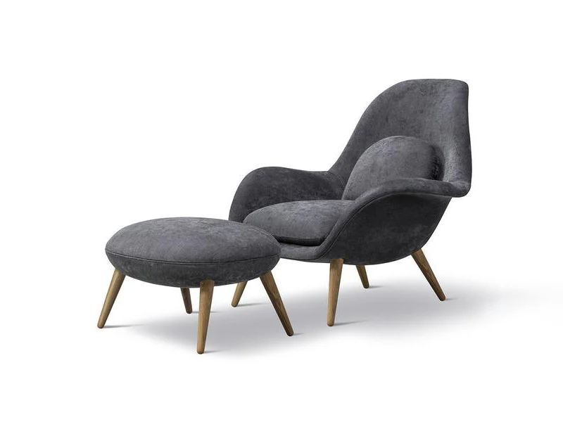 FREDERICIA SPACE COPENHAGEN SWOON OTTOMAN W24.8" x D20.67" x H15.94" - Image 7