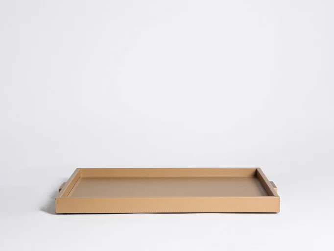 GIOBAGNARA DECO TRAY LARGE CAPPUCCINO W/BRASS HANDLES L21.25” x W17.25” x H1.5” - Image 2