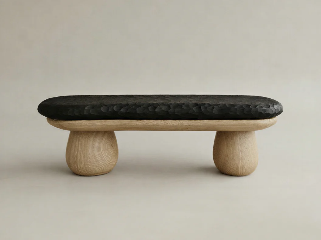 GALERIE NAINOA BASALT BENCH IV W53.75" x D17.75" x H15.75"
