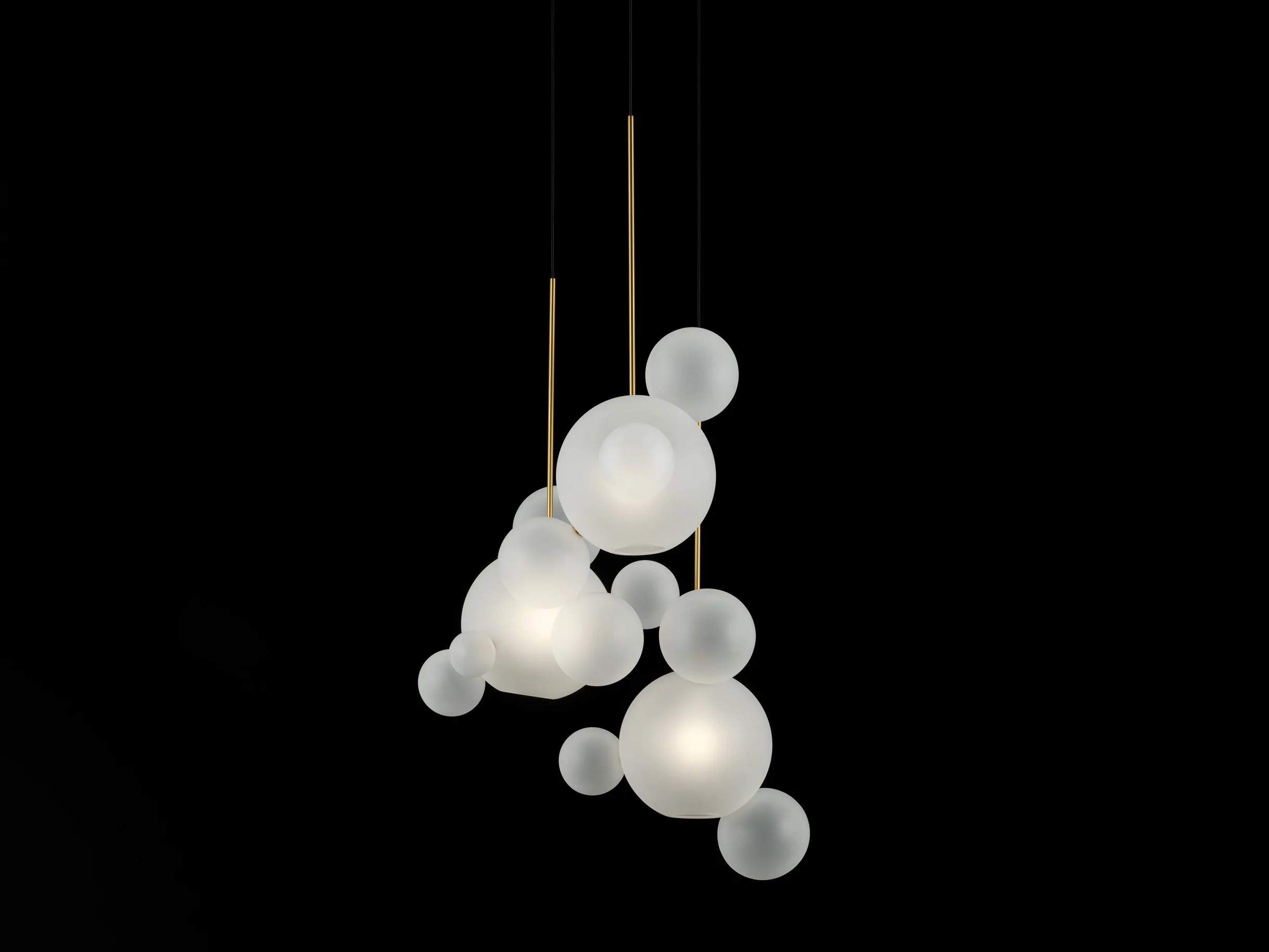 GIOPATO & COOMBES BOLLE FROSTED 14 CIRCULAR CHANDELIER Ø32.5" x H48"