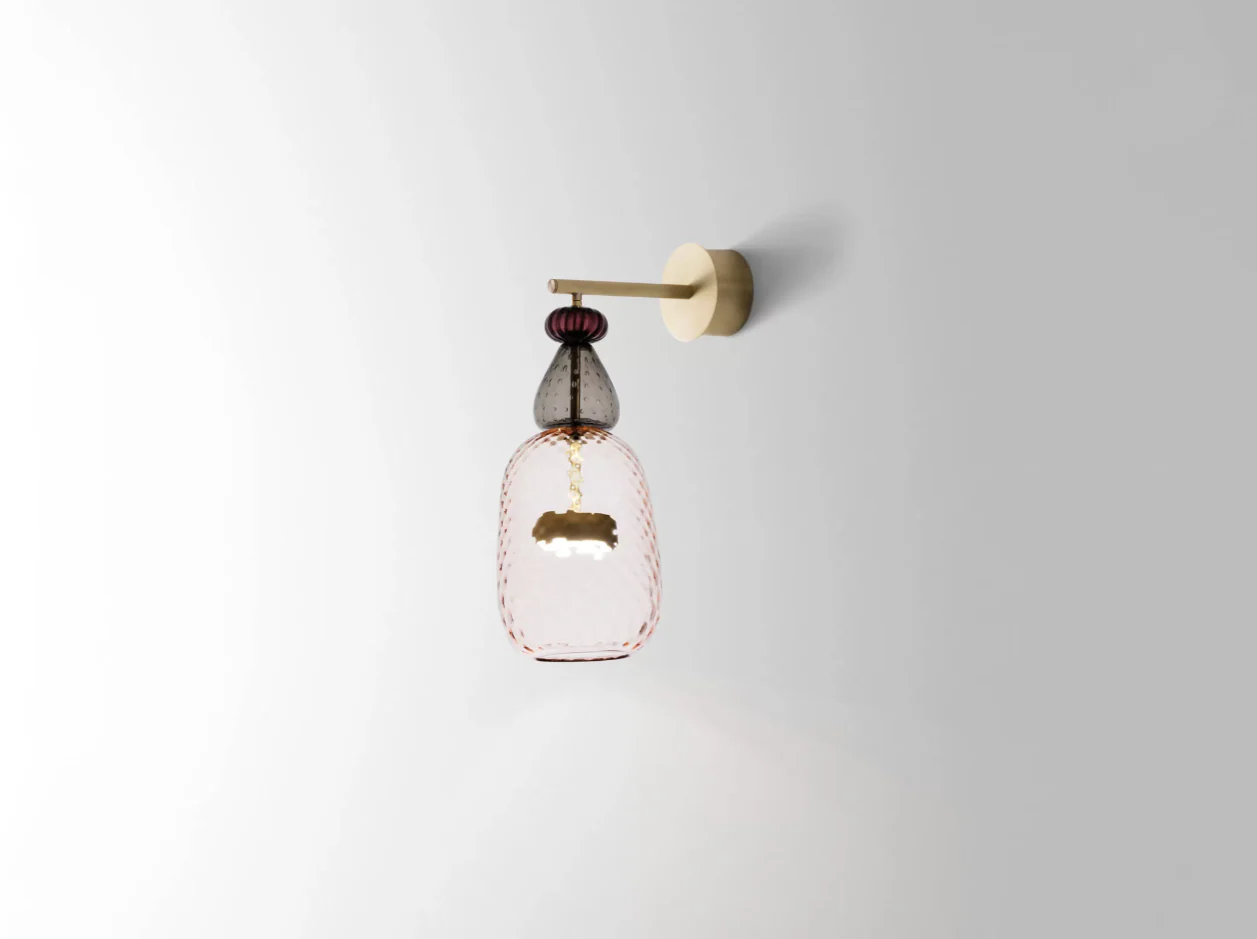 GIOPATO & COOMBES FLAUTI WALL SCONCE / 06 ROSE W5" x D9.5" x H14”