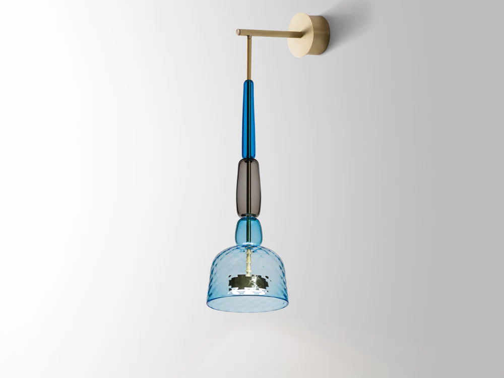 GIOPATO & COOMBES FLAUTI WALL SCONCE / 12 AQUAMARINE  W6.5" x D10" x H21.5”
