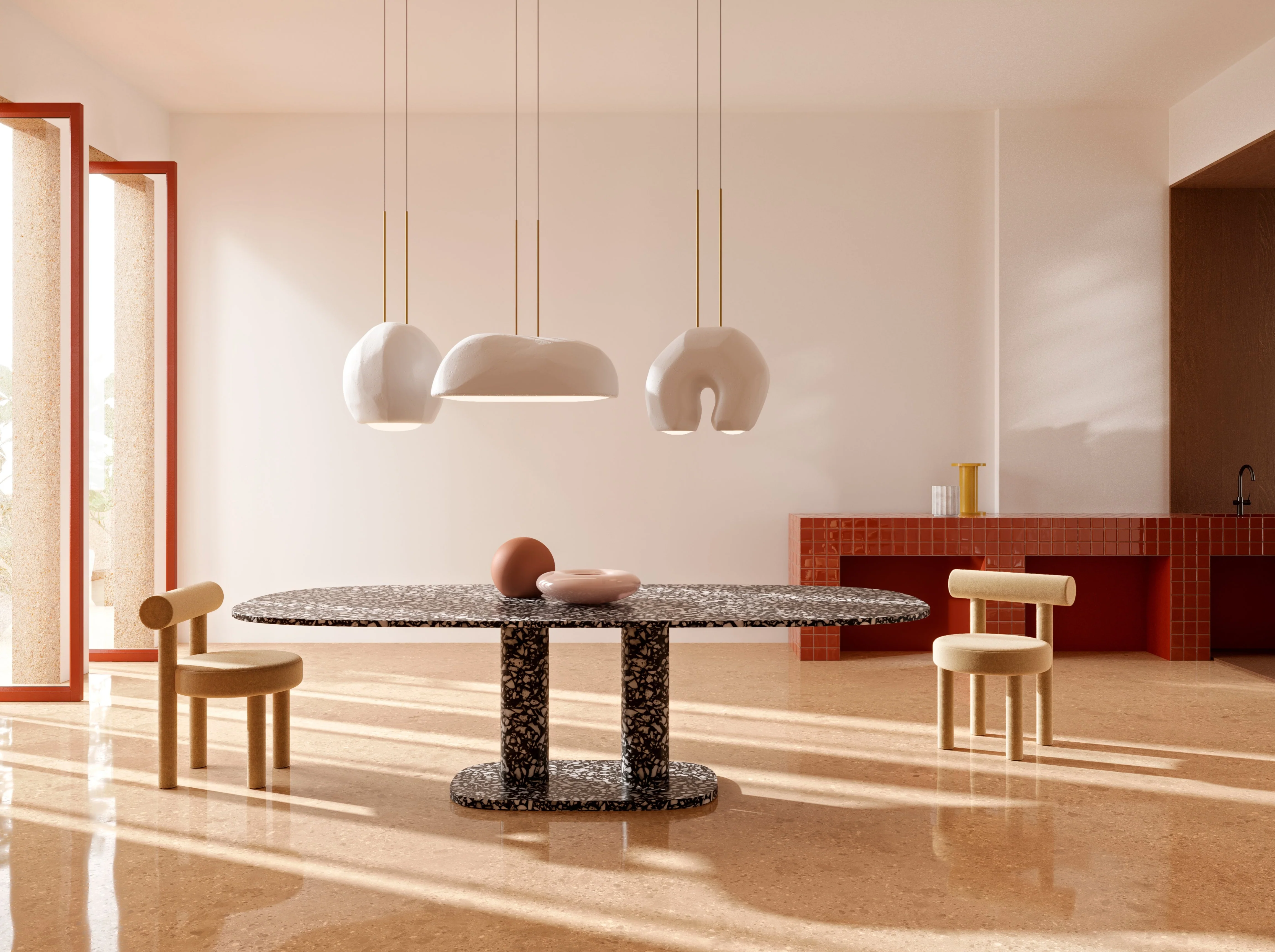 GIOPATO & COOMBES MOONSTONE LINEAR CHANDELIER 03 W58" x D18.5" x H25.5" - Image 3