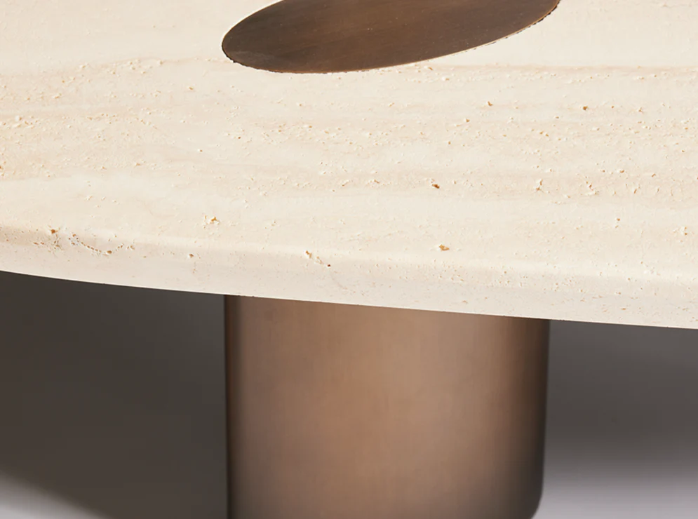 HAGIT PINCOVICI COFFEE TABLE / TRAVERTINE L66" x W37 x H18" - Image 4