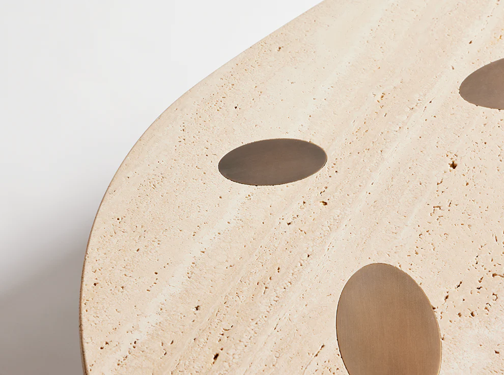 HAGIT PINCOVICI COFFEE TABLE / TRAVERTINE L66" x W37 x H18" - Image 5