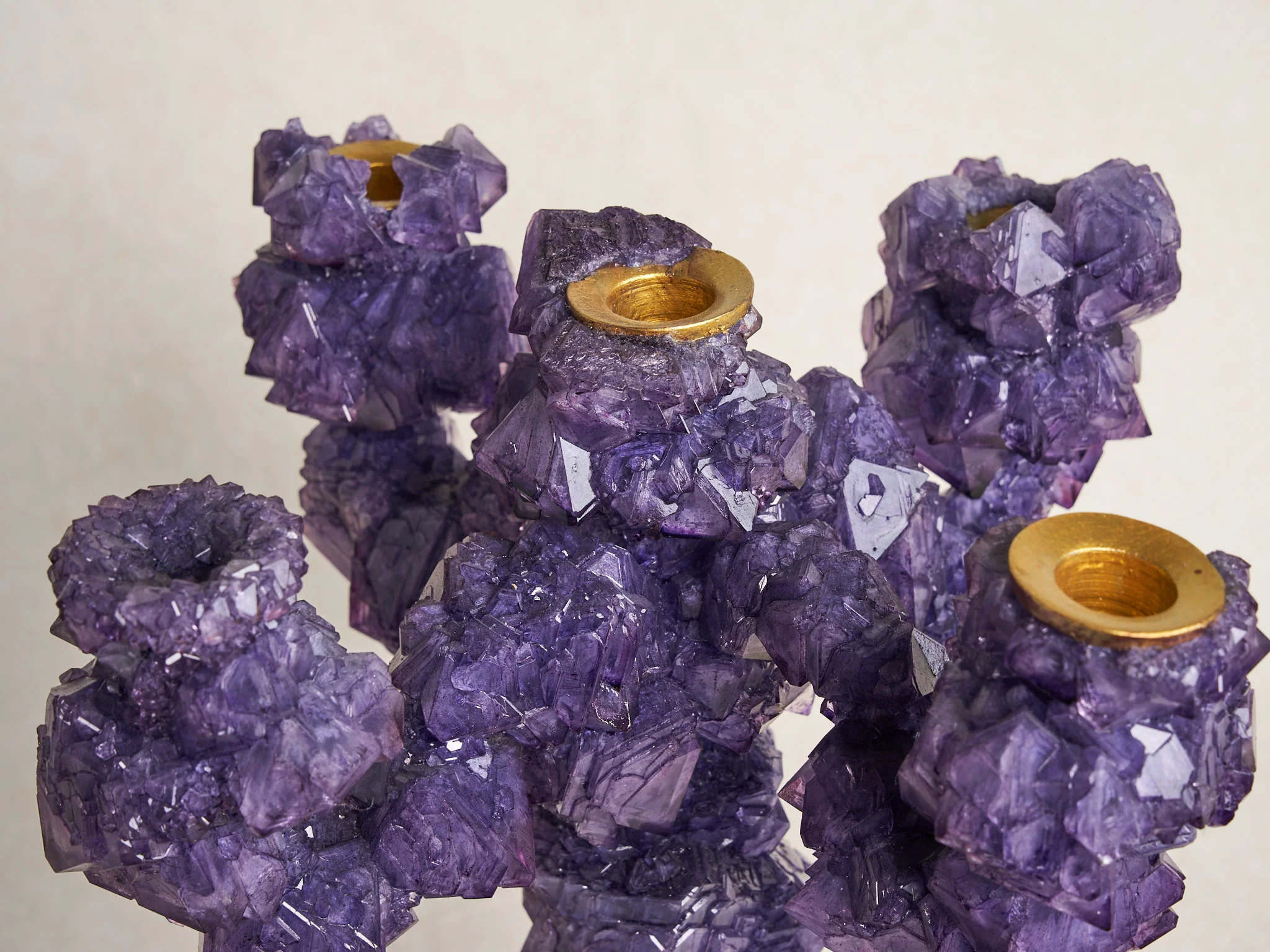 MARK STURKENBOOM OVERGROWN CRYSTAL CANDELABRA LARGE / AMETHYST H16.5" x Ø13.8" - Image 8