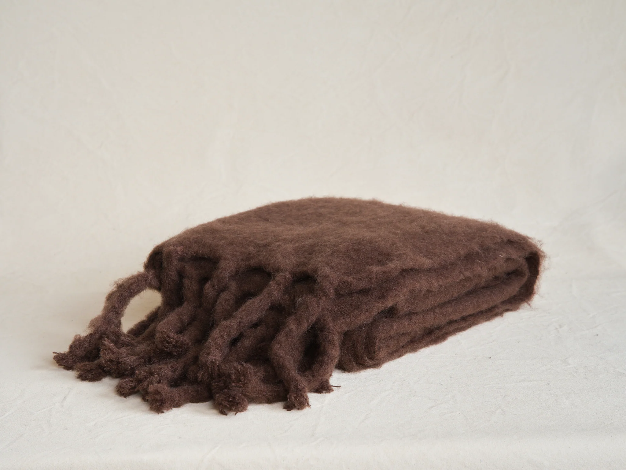 LENA REWELL MOHAIR THROW / MOCHA #321 51” x 71"