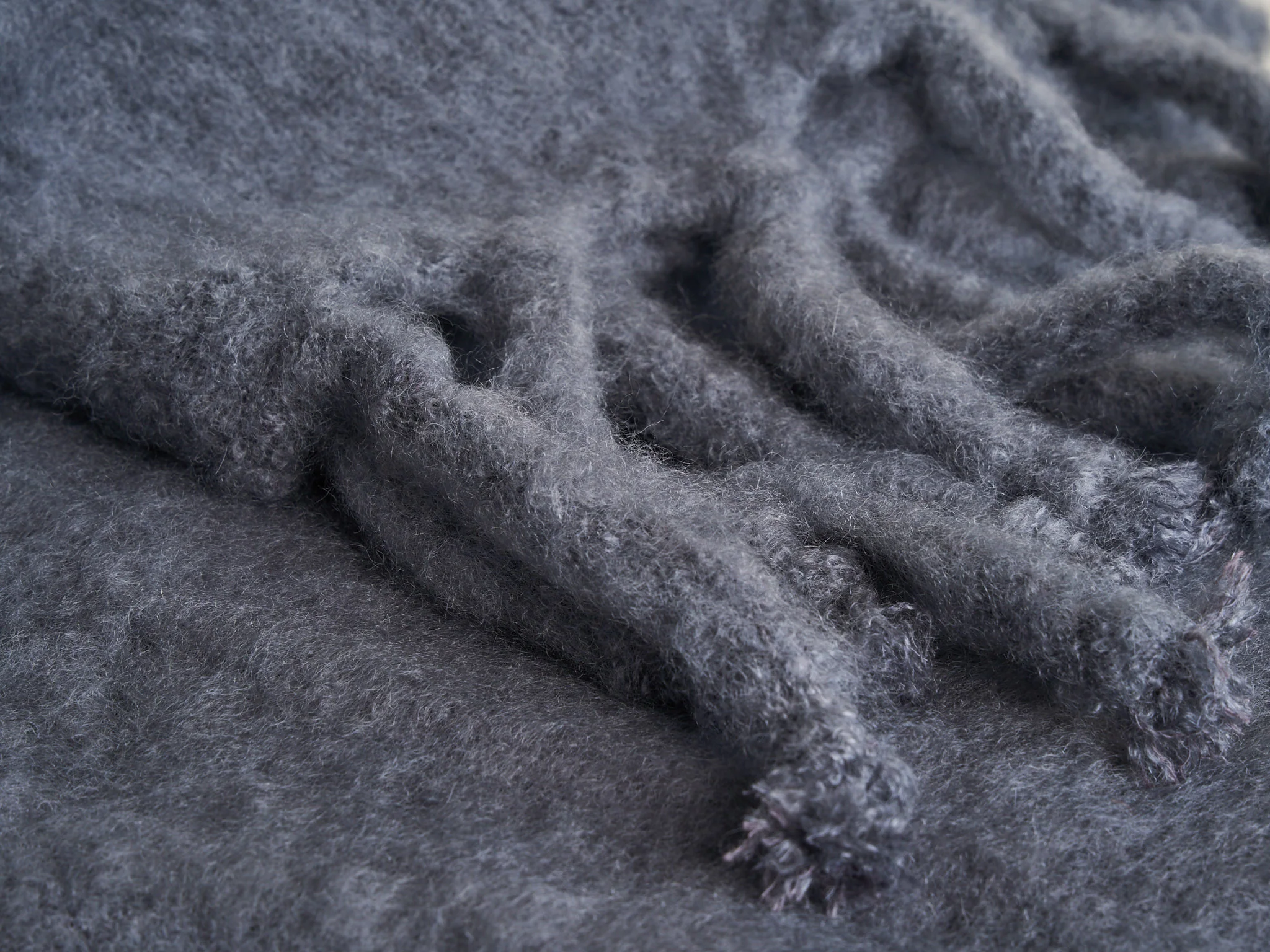 LENA REWELL MOHAIR THROW / GREY #319 51” X 71" - Image 2