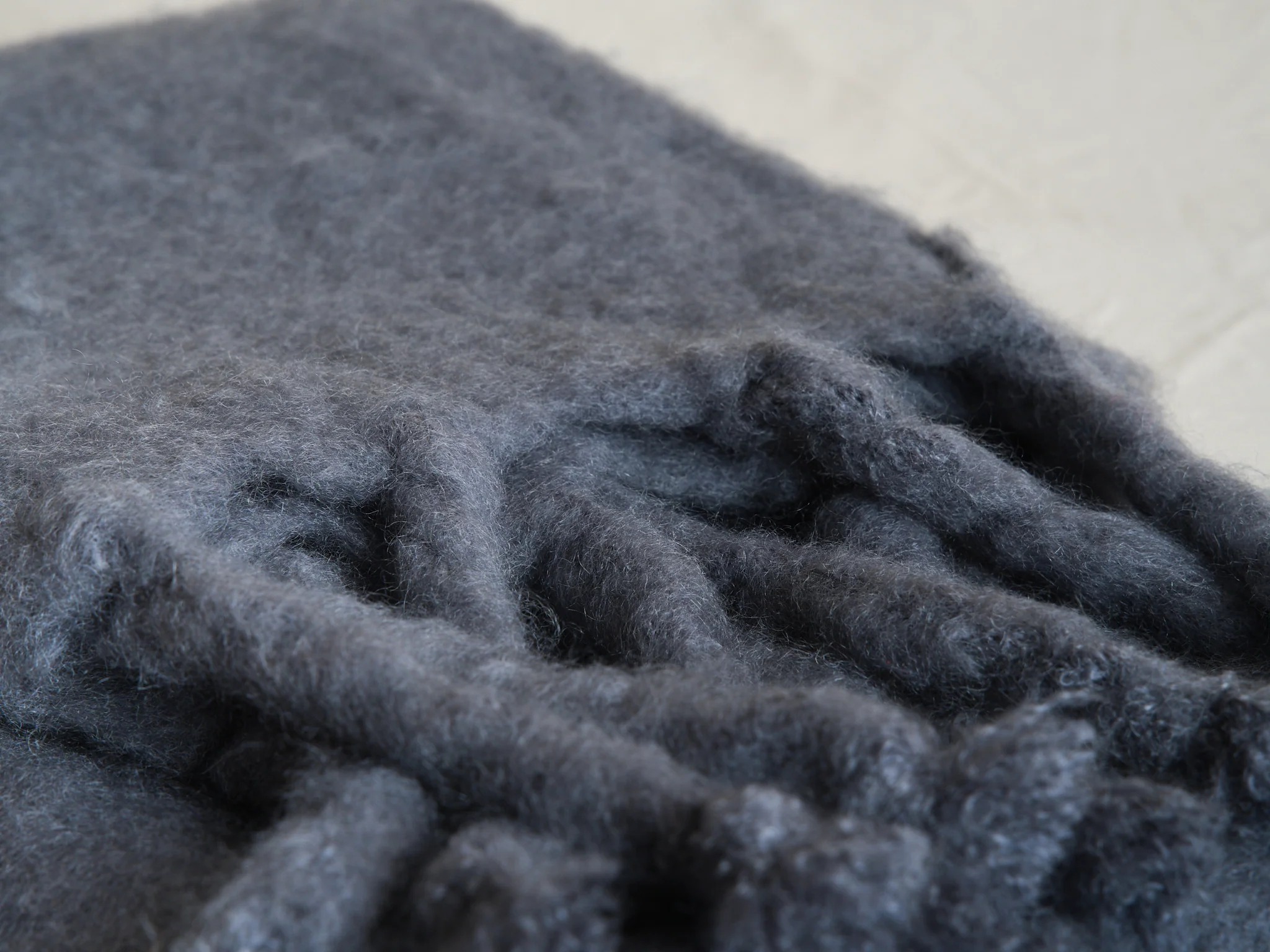 LENA REWELL MOHAIR THROW GREY/BLUE #332 51” X 71" - Image 2