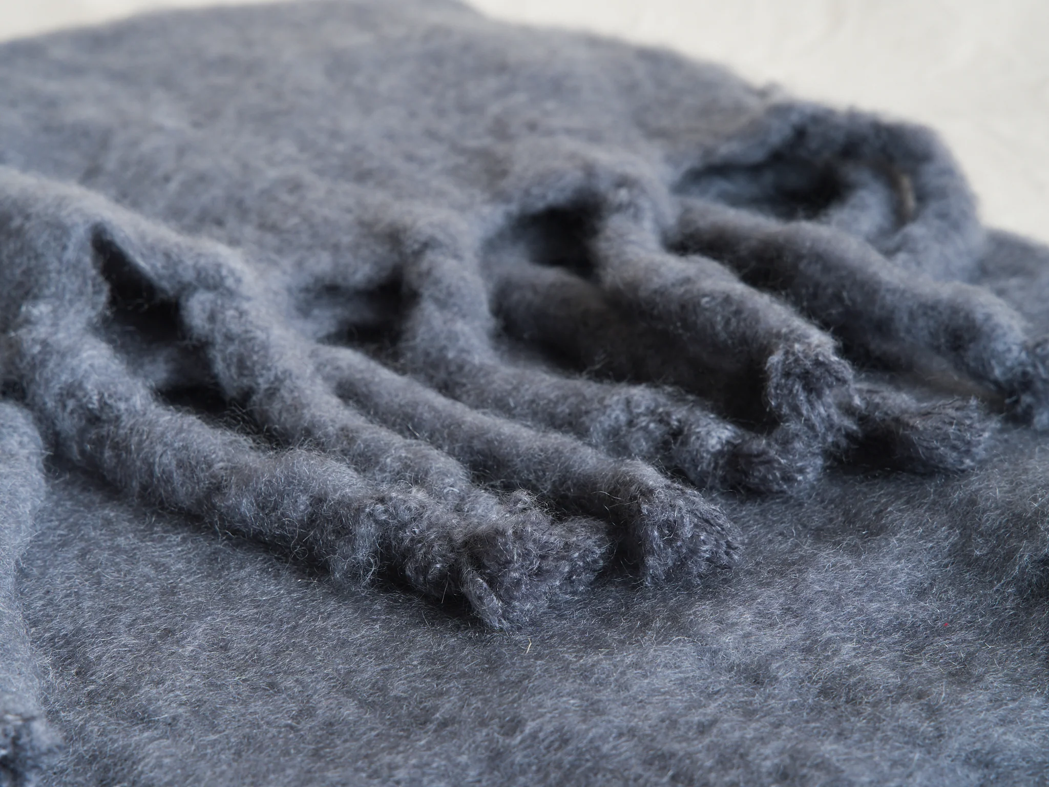 LENA REWELL MOHAIR THROW GREY/BLUE #332 51” X 71" - Image 3