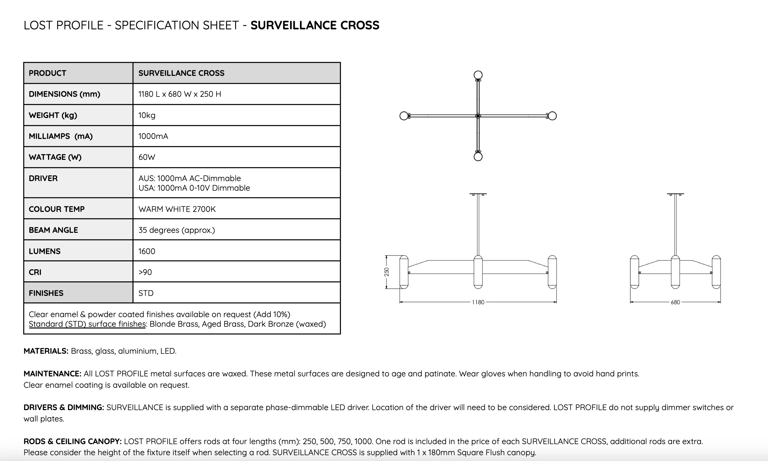 LOST PROFILE SURVEILLANCE CROSS PENDANT 47.24" L x 27.56" W x 9.84" H - Image 4