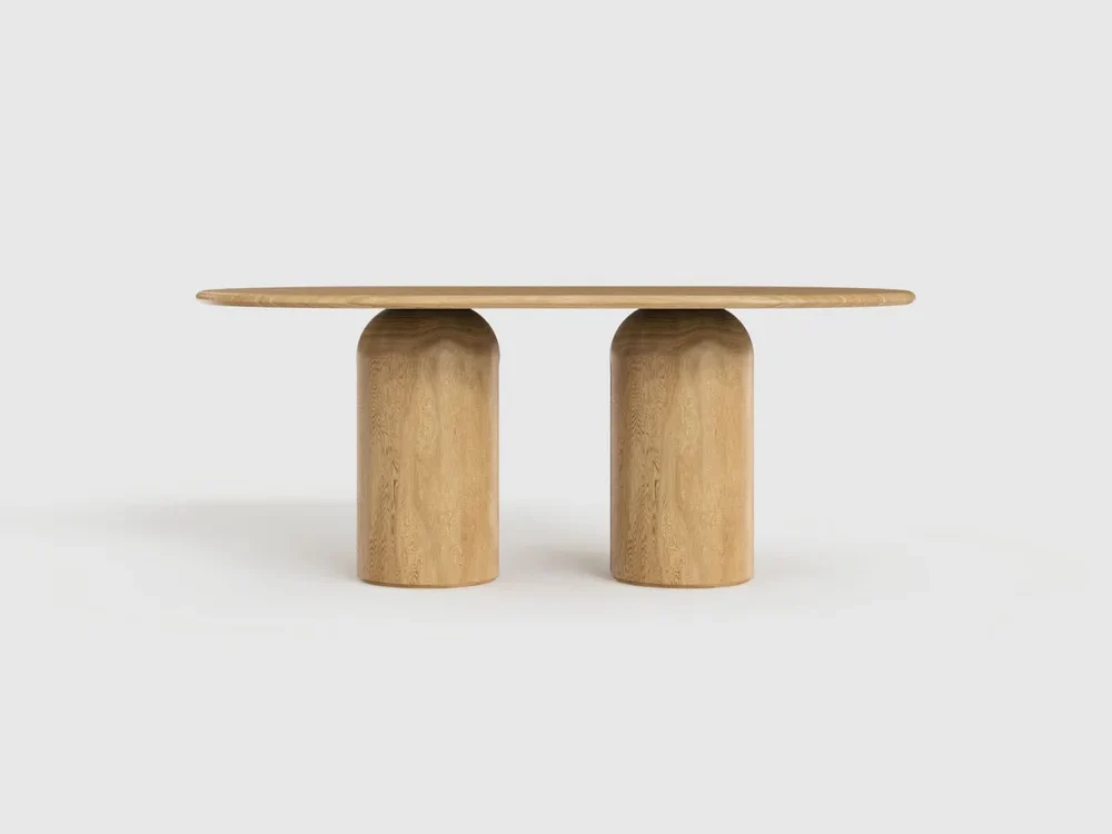 LUTECA OCO OVAL DINING TABLE / 2 PEDESTAL
