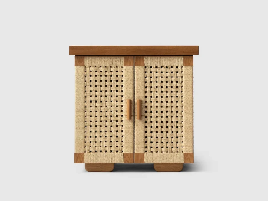 LUTECA WOVEN NIGHTSTAND / DOUBLE DRAWER W63.5" x D20.5" x H26"