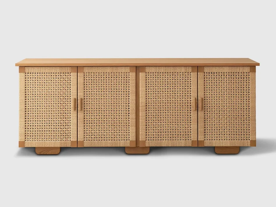 LUTECA WOVEN CREDENZA / 4 DOOR W86" x D20.5" x H29.5"