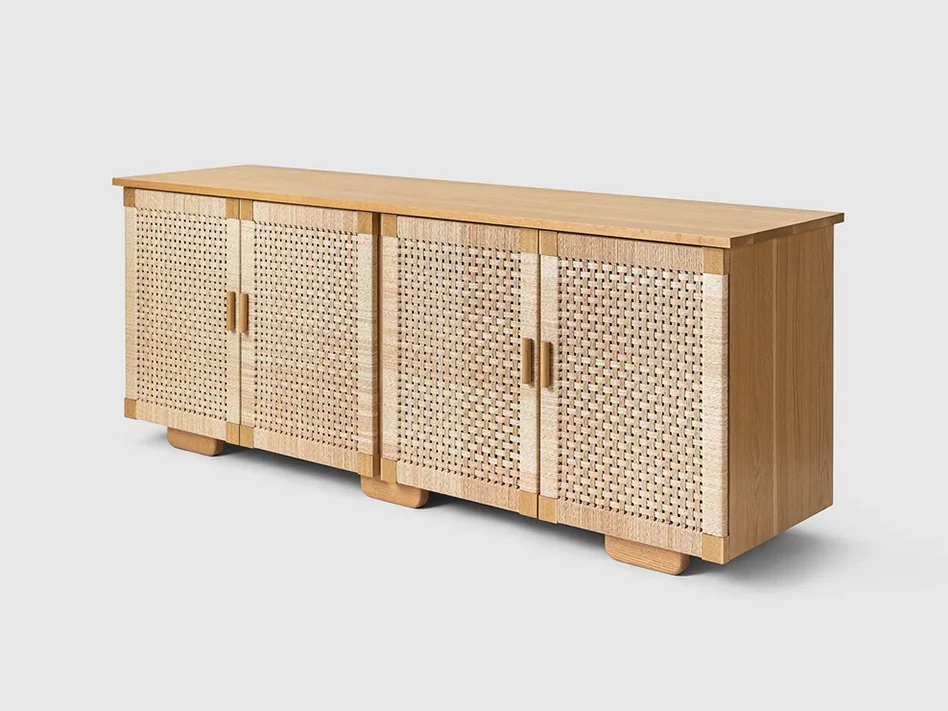 LUTECA WOVEN CREDENZA / 4 DOOR W86" x D20.5" x H29.5" - Image 2