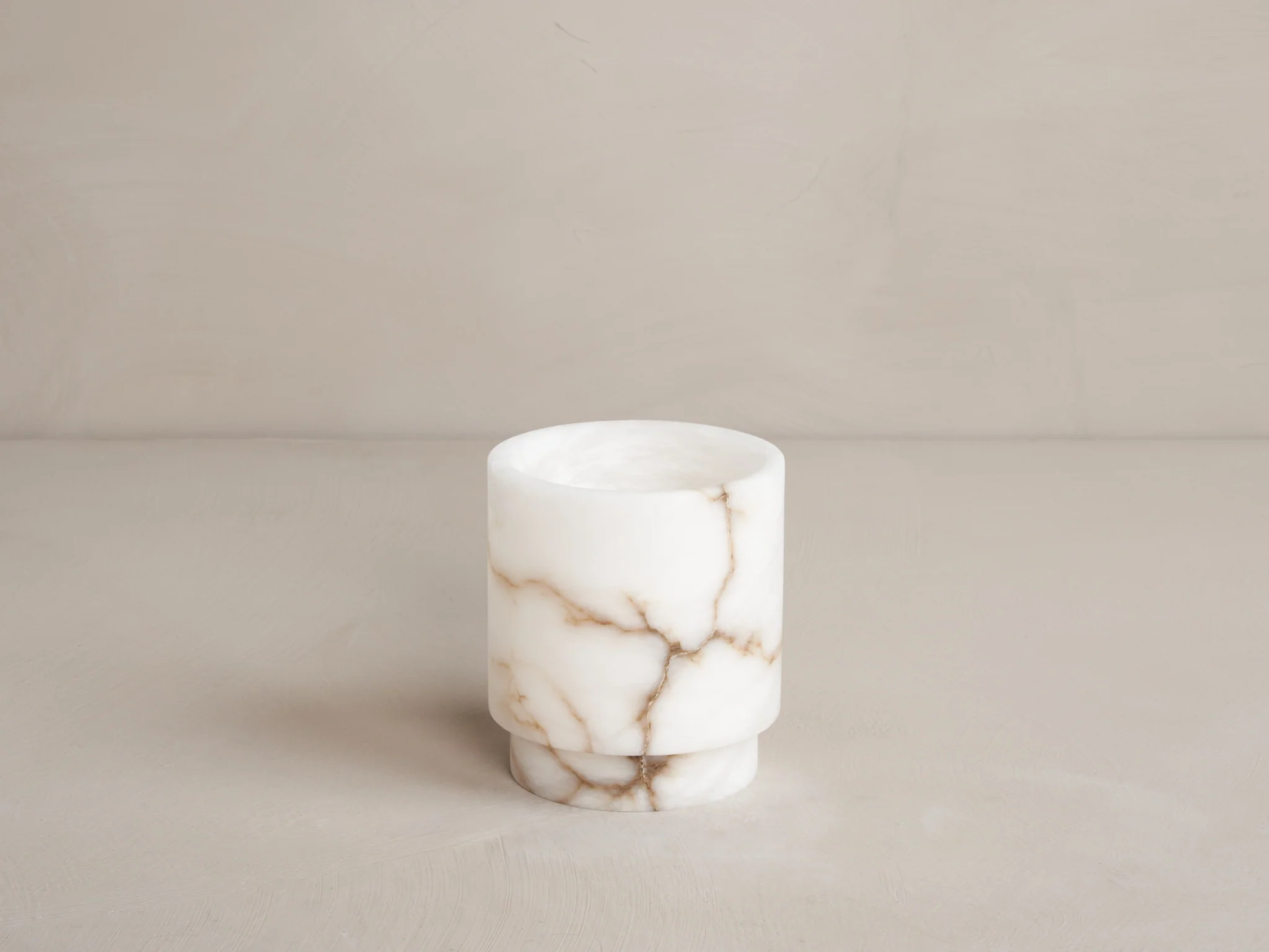 MICHAËL VERHEYDEN TEA LIGHT MEDIUM / ALABASTER WHITE Ø4.25” x H5” - Image 2
