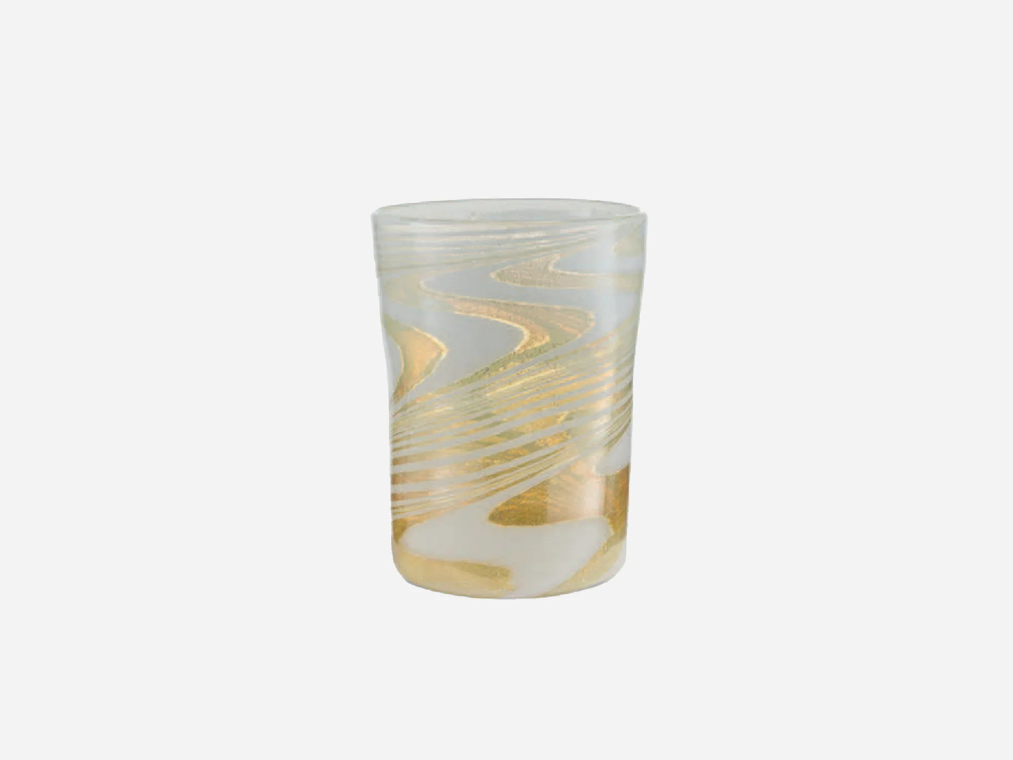 PAMPLEMOUSSE ERNEST MURANO GLASS CUP / WHITE + GOLD H4.3" x Ă3"