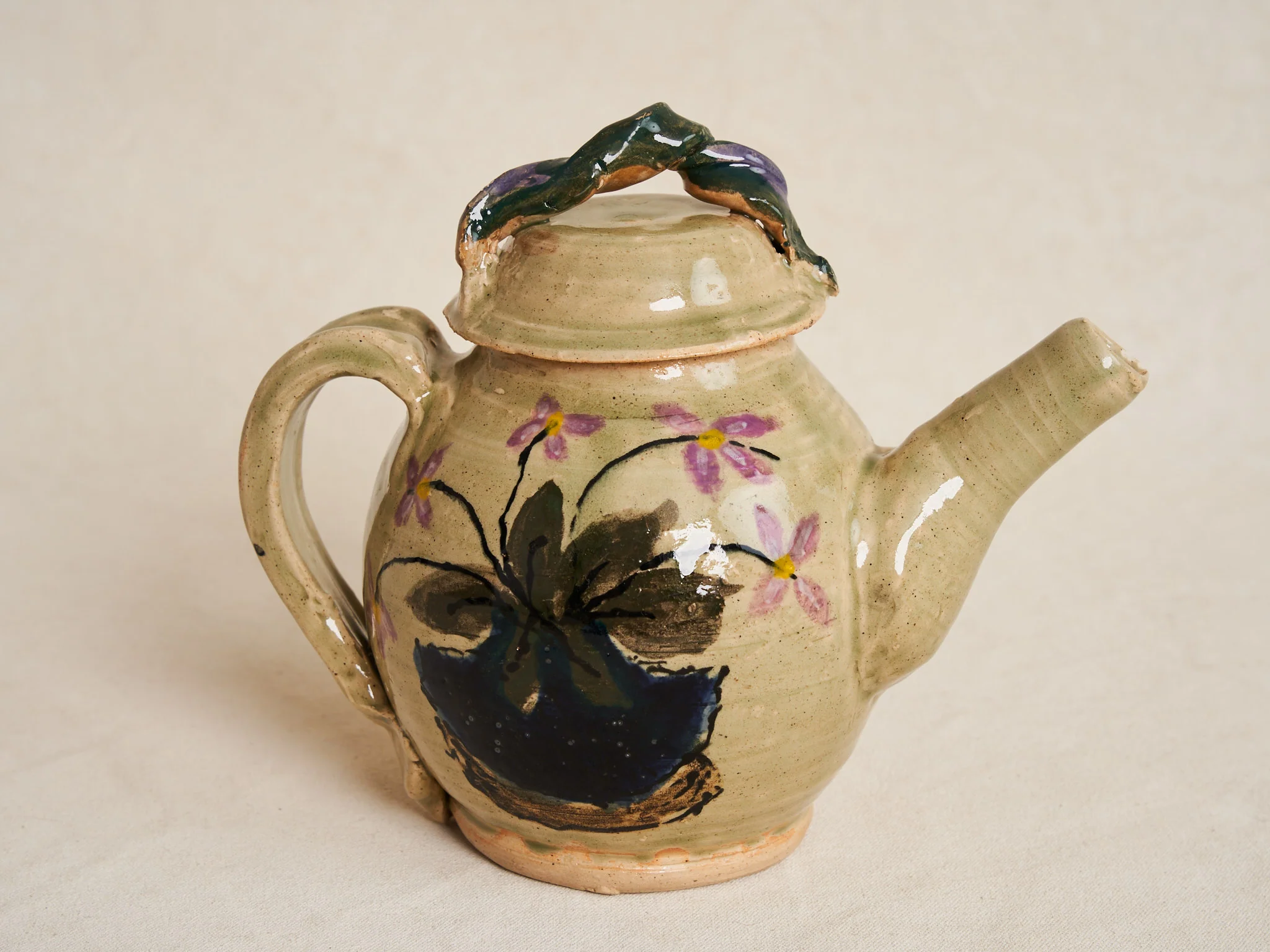 PAT SCHOENFELD TEAPOT WITH PAINTED FLOWER Ø5" x H8" - Image 3