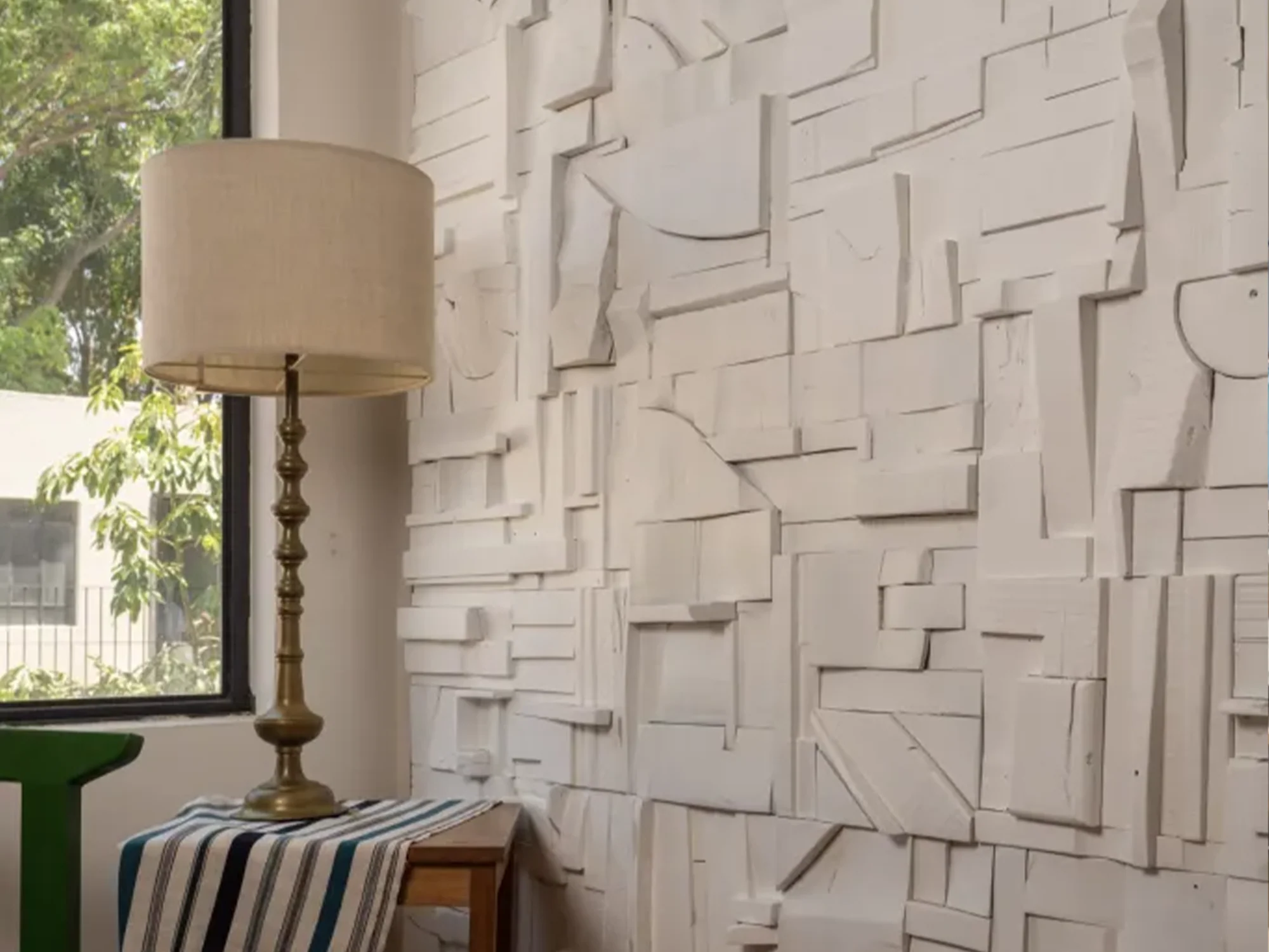 PETER GLASSFORD MATTE WHITE WOOD COLLAGE TILE - Image 2
