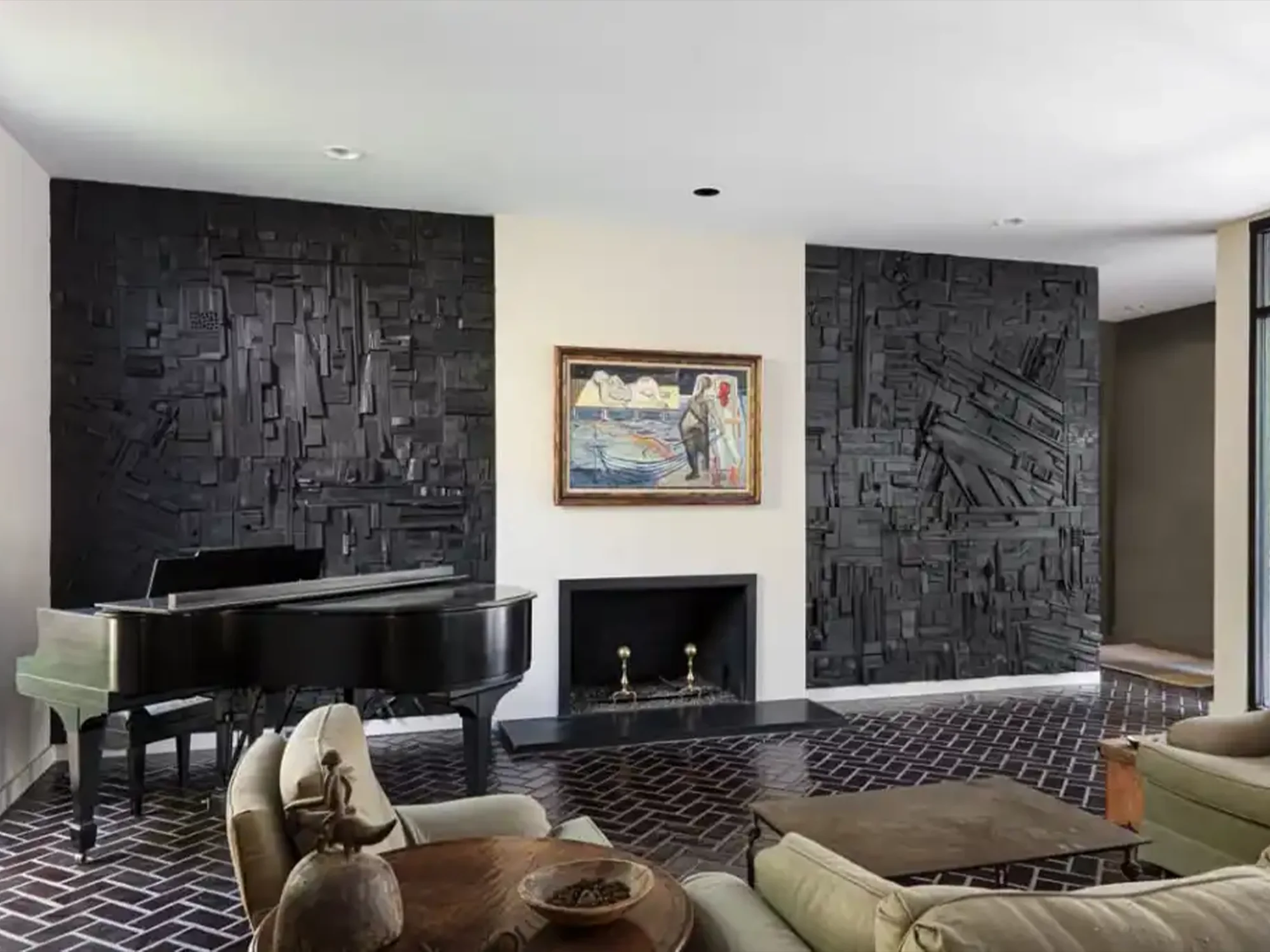 PETER GLASSFORD SATIN BLACK WOOD COLLAGE TILE - Image 3