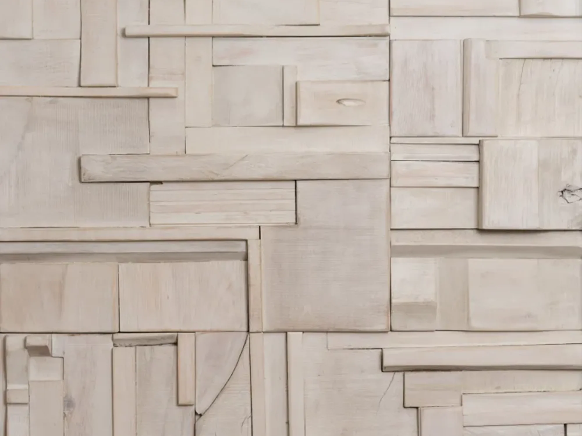 PETER GLASSFORD WHITE WASH WOOD COLLAGE TILE