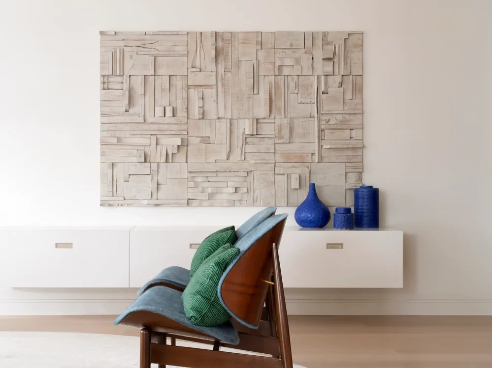 PETER GLASSFORD WHITE WASH WOOD COLLAGE TILE - Image 2