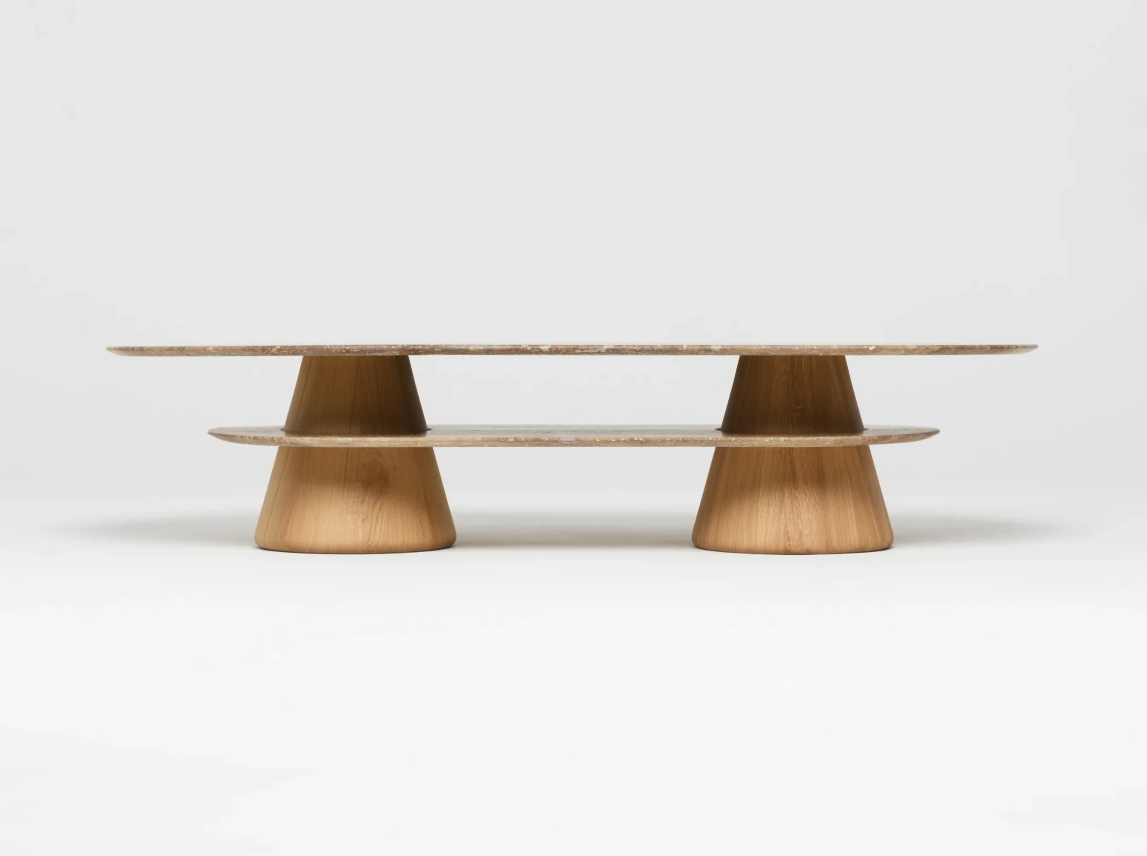 PIERRE AUGUSTIN ROSE PIETRA OVAL COFFEE TABLE / TRAVERTINE L71" x D32" x H15.6" - Image 2