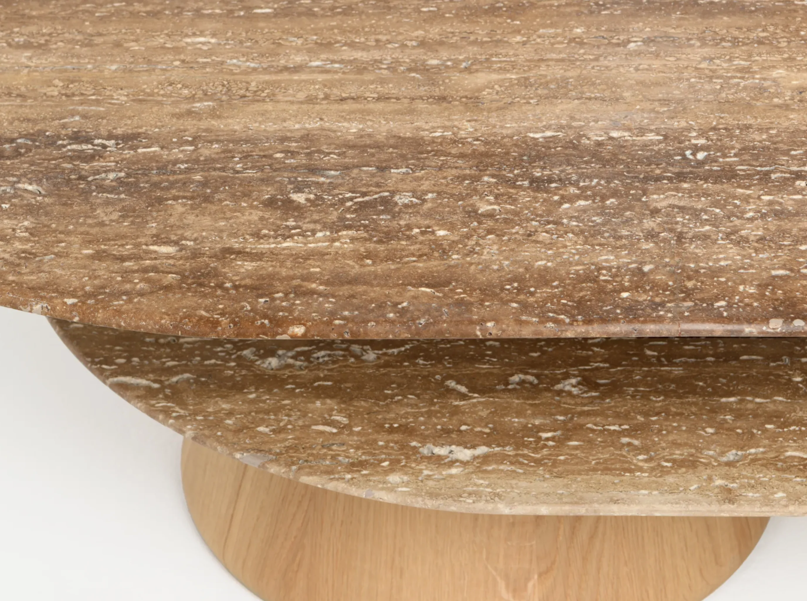 PIERRE AUGUSTIN ROSE PIETRA OVAL COFFEE TABLE / TRAVERTINE L71" x D32" x H15.6" - Image 3