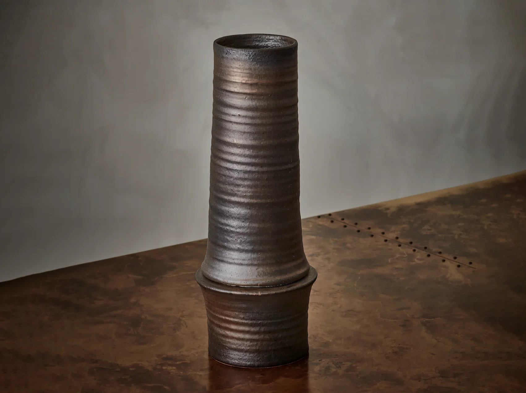 RUI RIBEIRO BRONZE VI CERAMIC VASE H14" x Ă5.5"