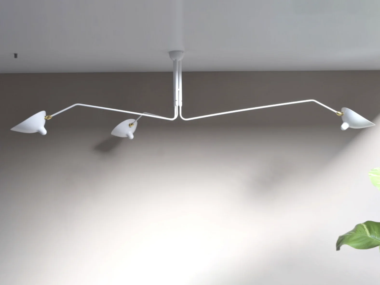 SERGE MOUILLE 3 ARM CEILING PENDANT H23.6" x arm lengths:  L33", 43", 53" - Image 2