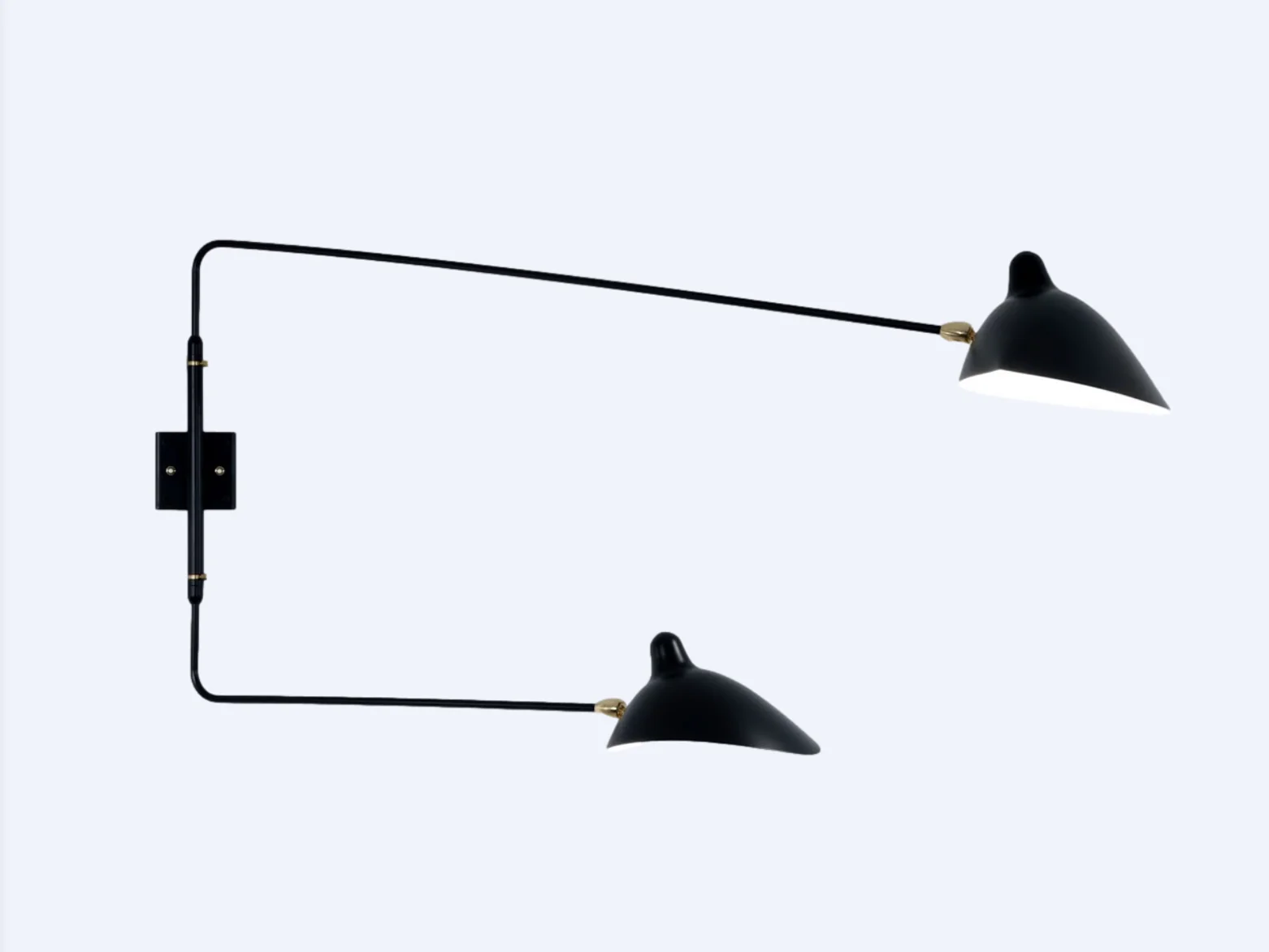 SERGE MOUILLE WALL LAMP WITH 2 STRAIGHT PIVOTING ARMS