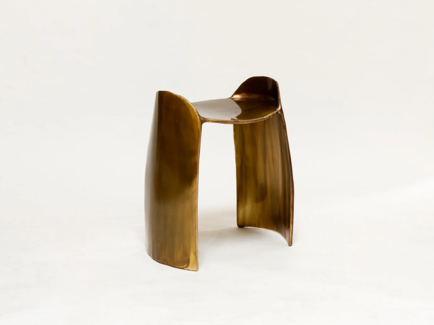 STUDIO CHRISTIAN FREGNAN CALLE STOOL / PATINATED BRASS L18.9" x D12.6" x H20.8"
