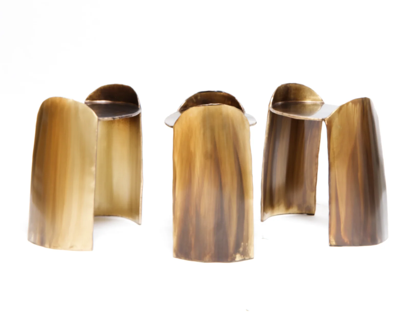 STUDIO CHRISTIAN FREGNAN CALLE STOOL / PATINATED BRASS L18.9" x D12.6" x H20.8" - Image 2
