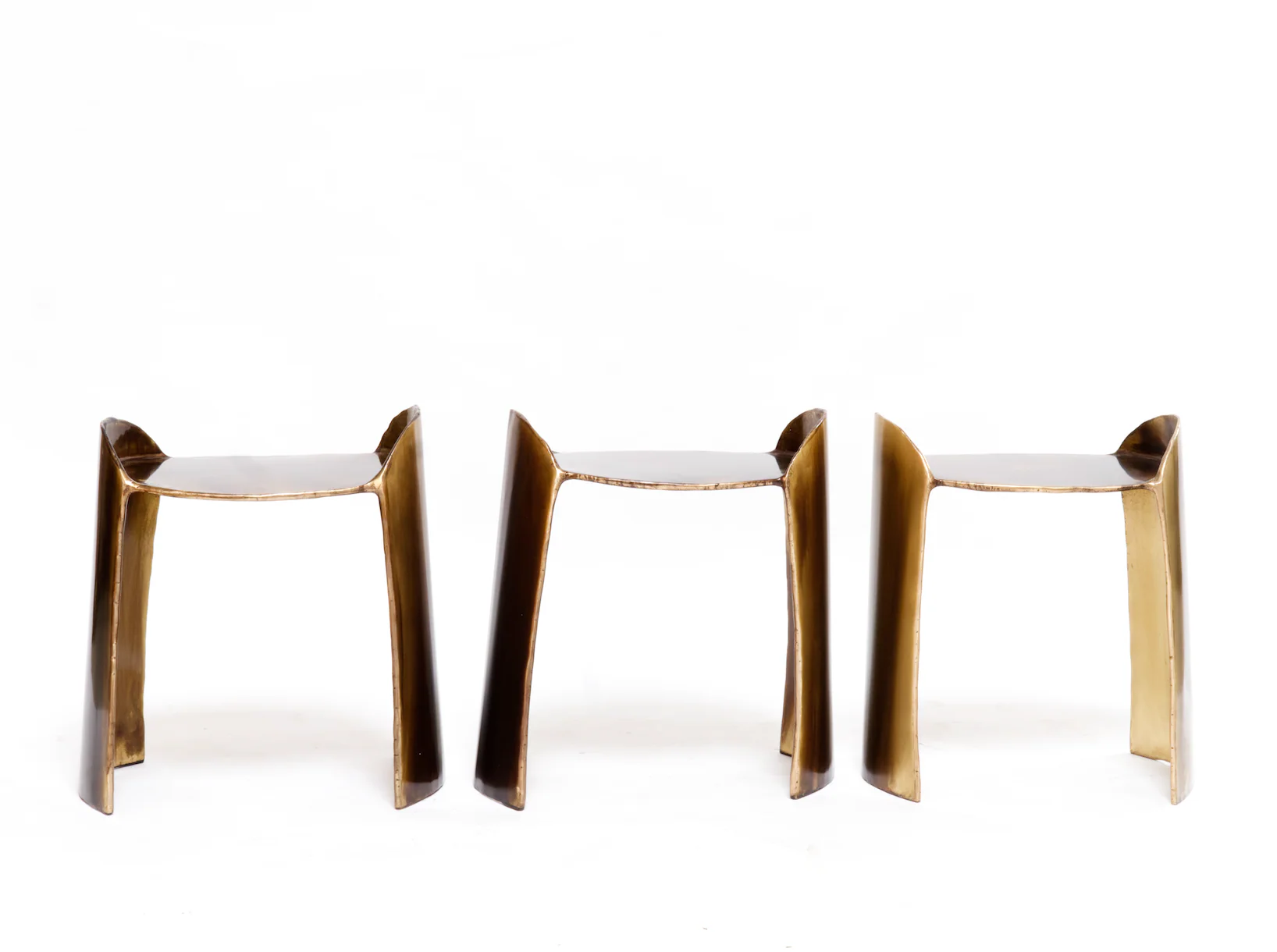 STUDIO CHRISTIAN FREGNAN CALLE STOOL / PATINATED BRASS L18.9" x D12.6" x H20.8" - Image 4