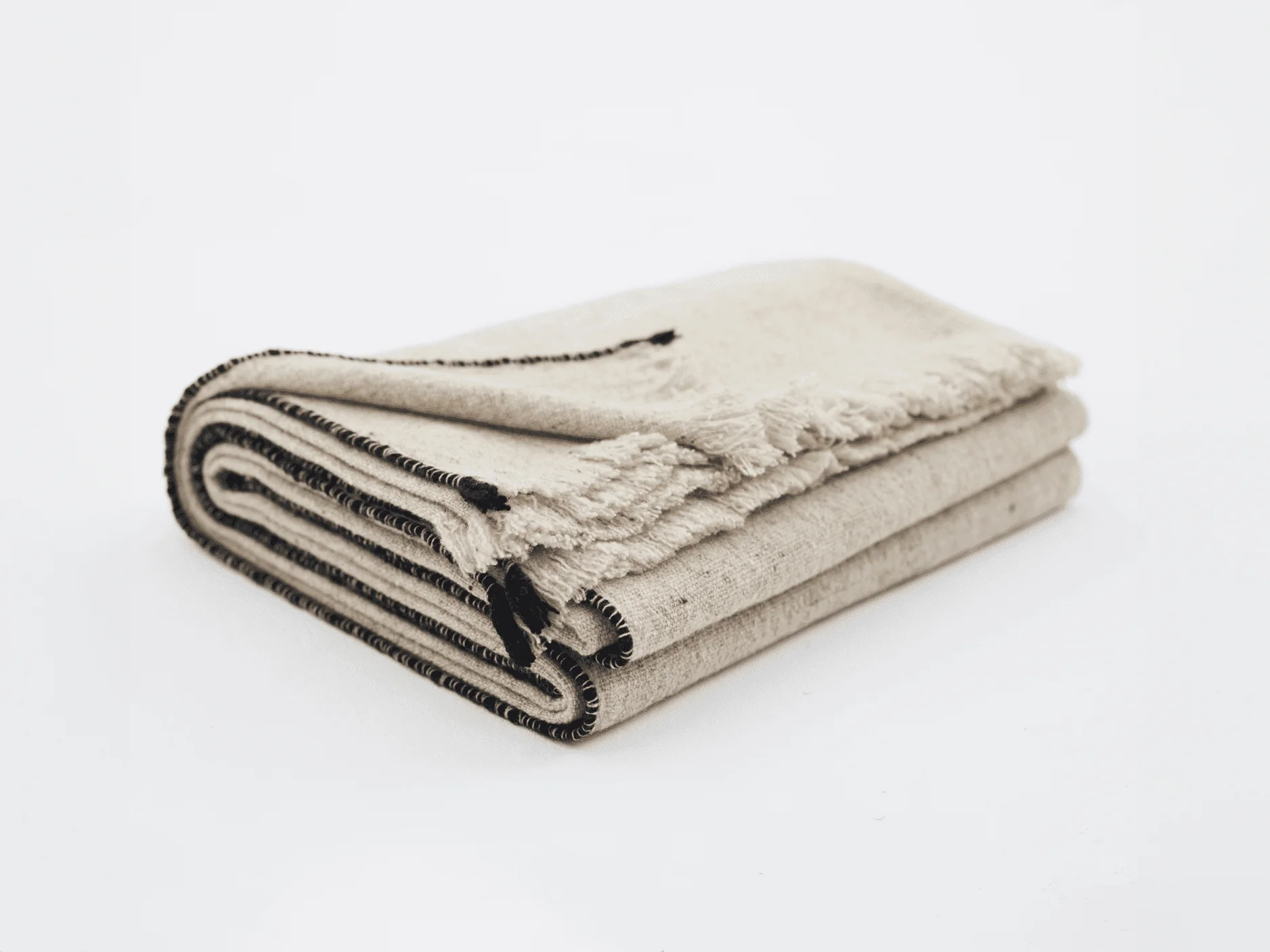 TEIXIDORS SISTERON WOOL THROW / BLACK W55” x L71"