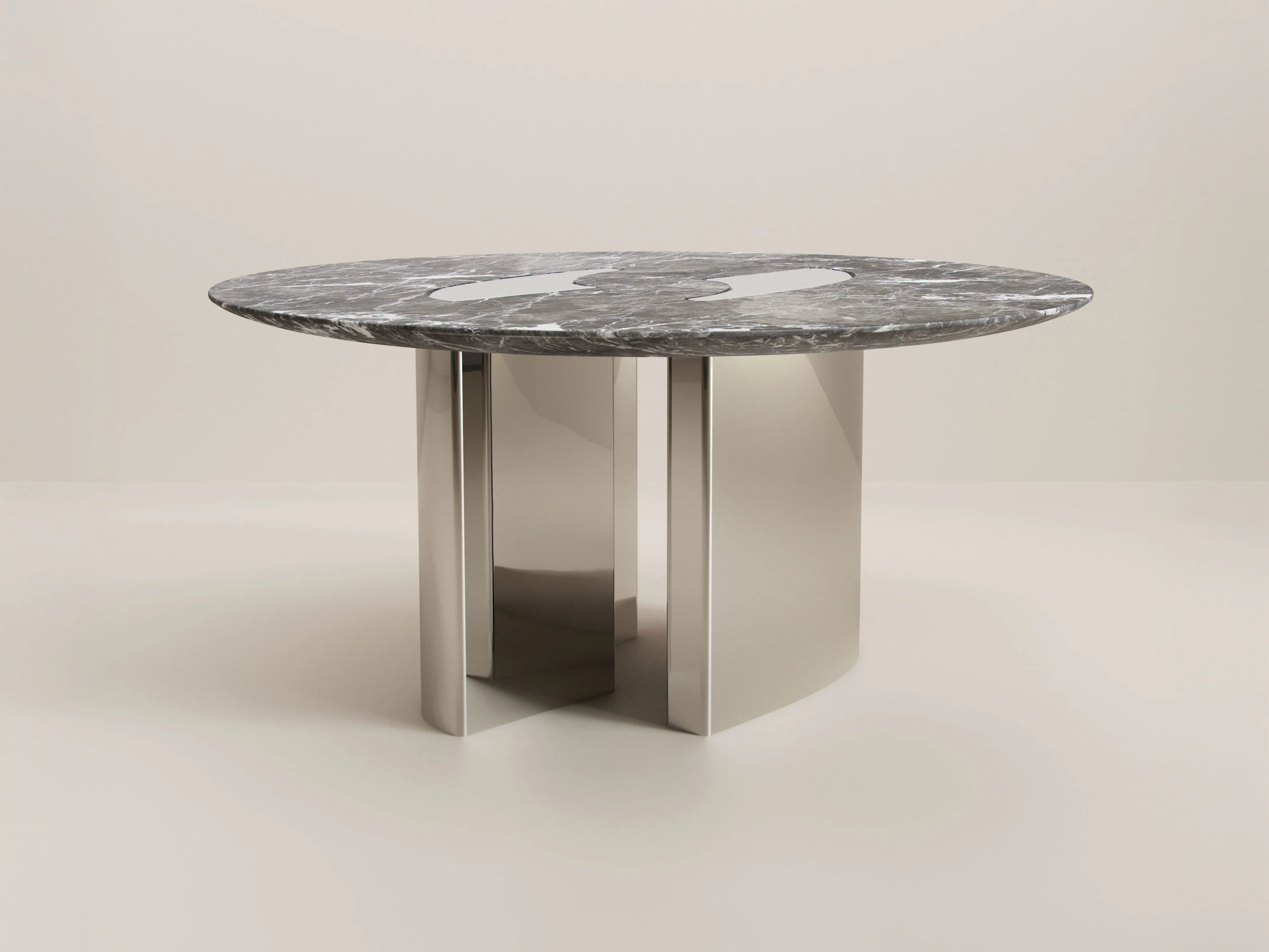 VERENA BRAUSCH ETERNEL SANS TEMPS ROUND DINING TABLE / CARNICO + STEEL Ø63" x H29.5"