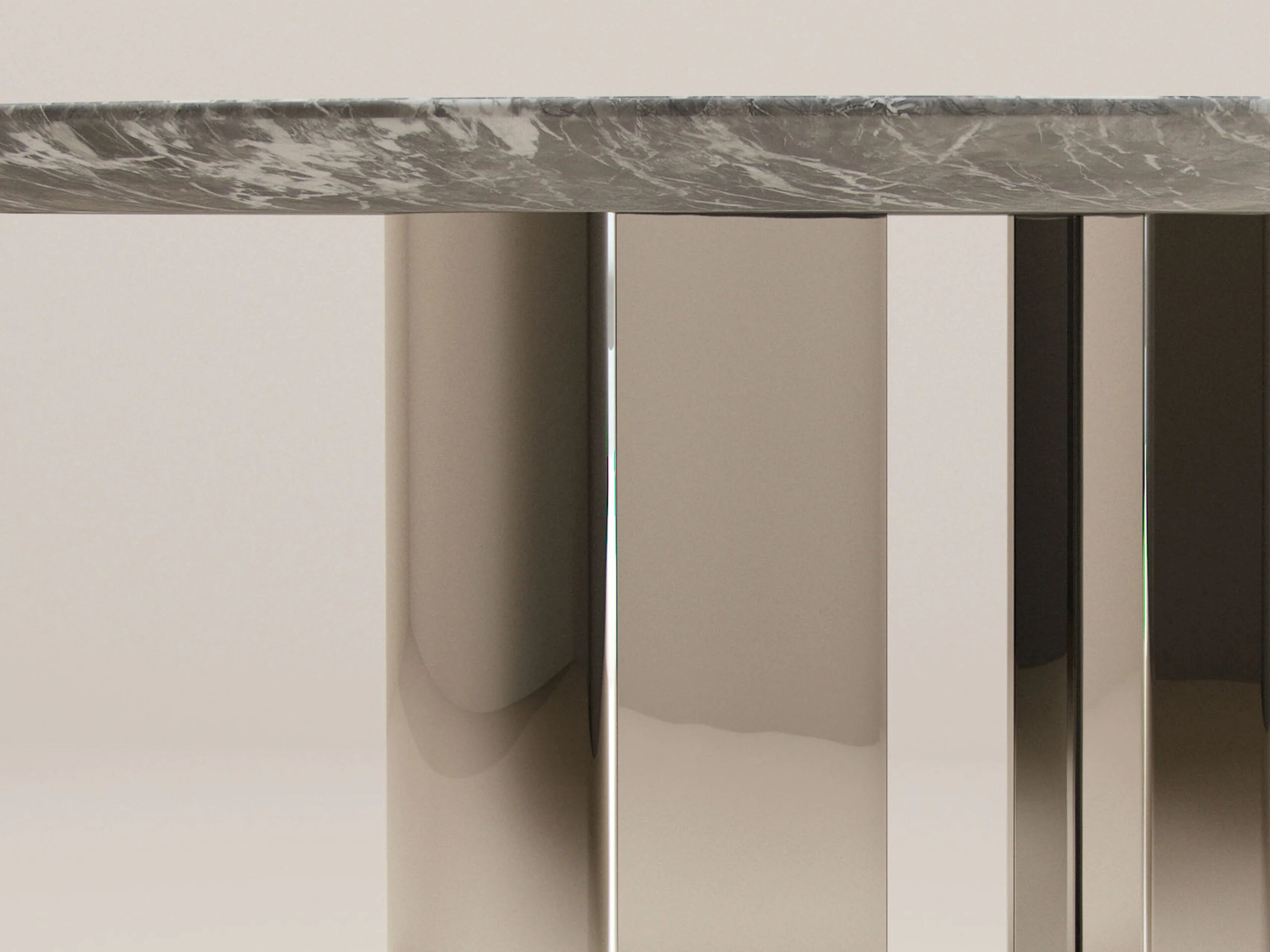 VERENA BRAUSCH ETERNEL SANS TEMPS ROUND DINING TABLE / CARNICO + STEEL Ø63" x H29.5" - Image 3