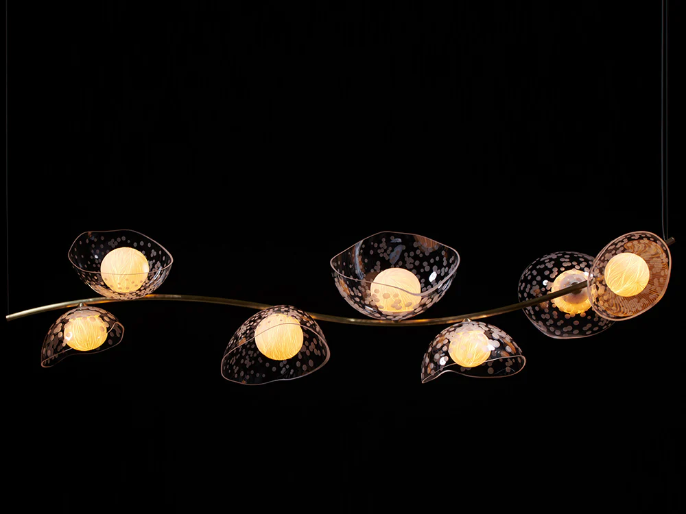 VEZZINI & CHEN MIRAGE WAVES 7 CHANDELIER L66.3" x D16" xH16"