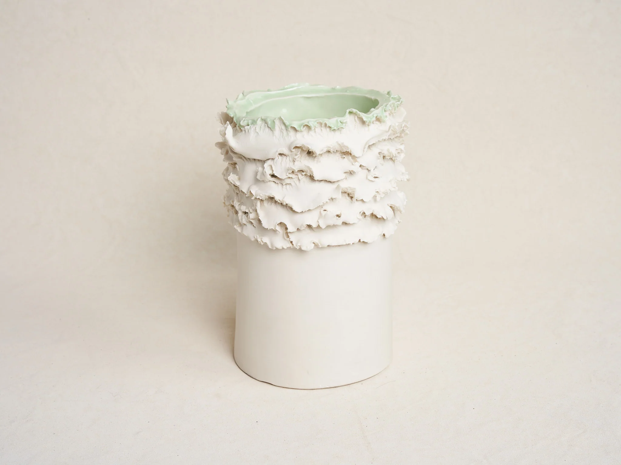 VITTORIO PASSARO BISCUIT VASE / GREEN H10.2" x Ø7.4"