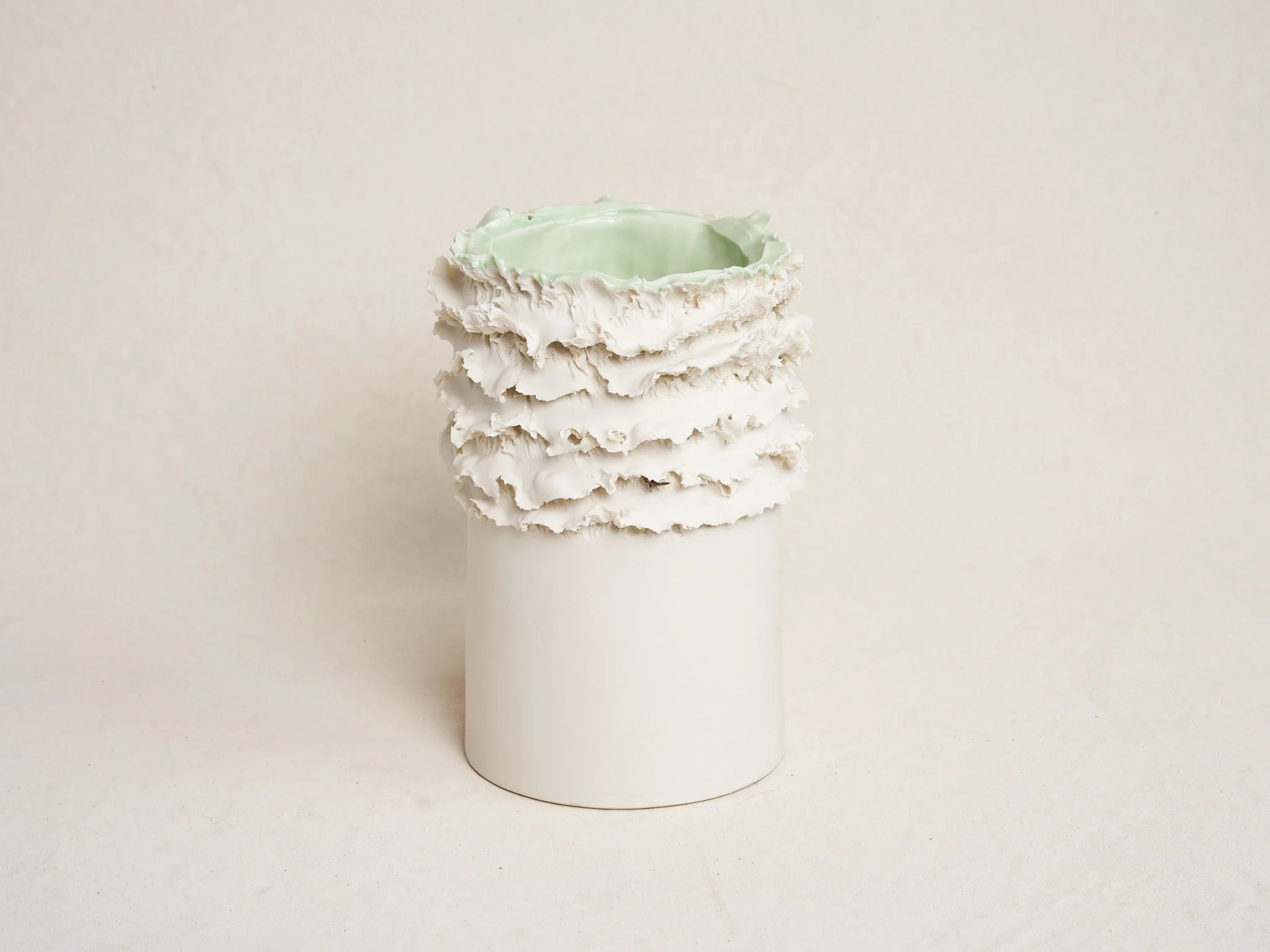 VITTORIO PASSARO BISCUIT VASE / GREEN H10.2" x Ø7.4" - Image 2